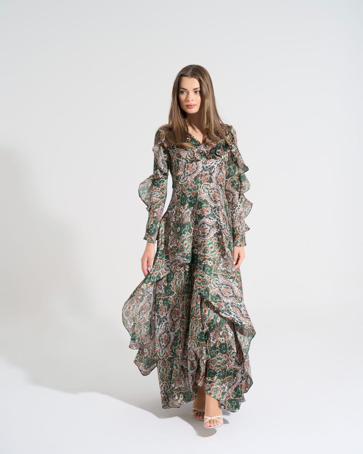 Aishwarya Dress | Green X Beige My Store