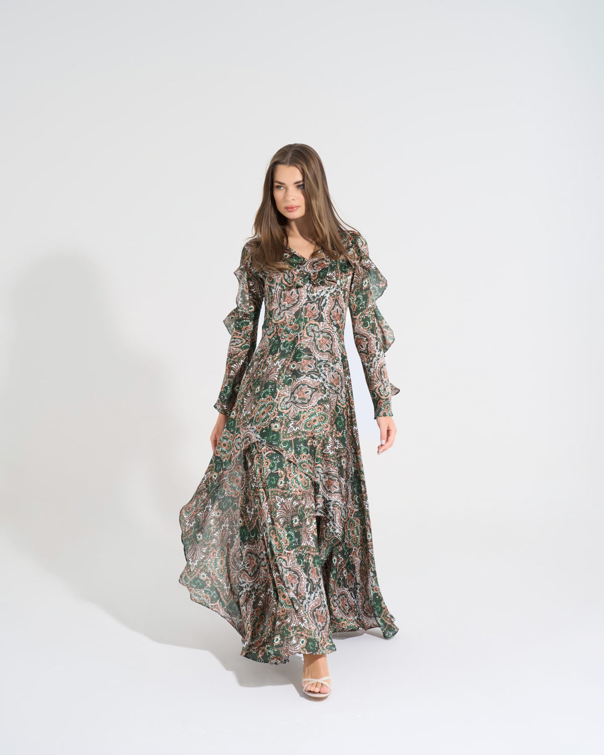 Aishwarya Dress | Green X Beige My Store