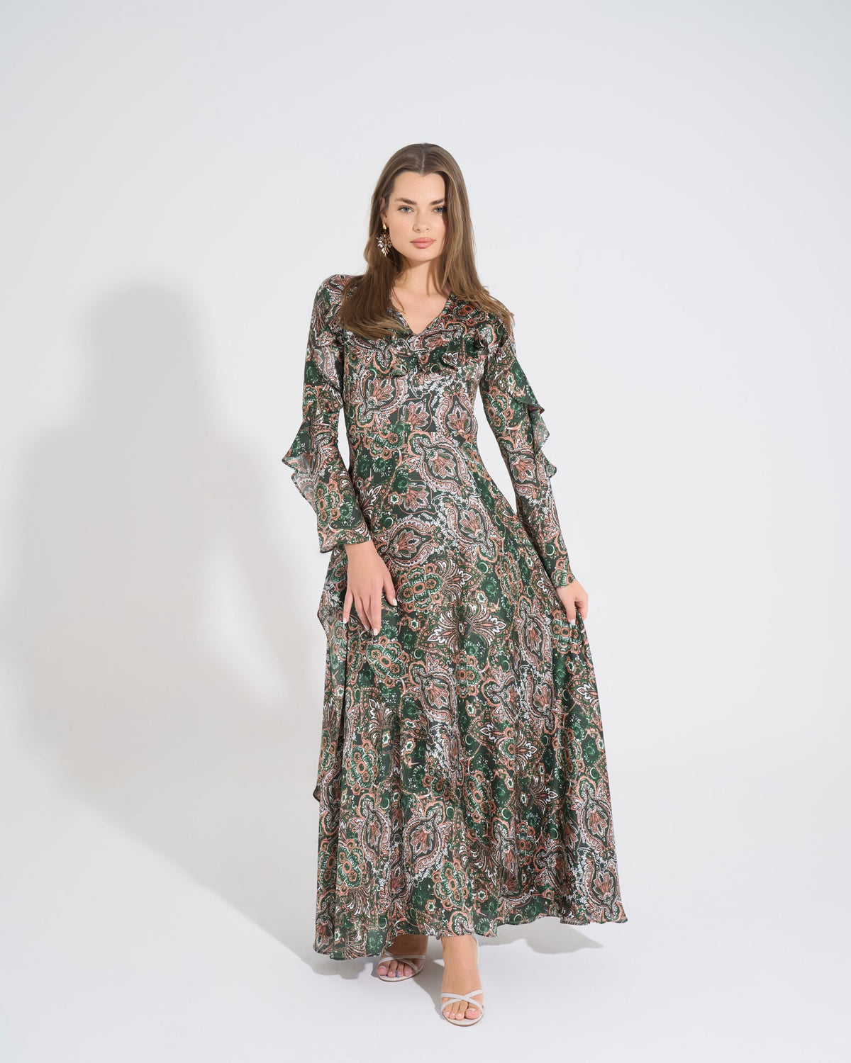 Aishwarya Dress | Green X Beige My Store