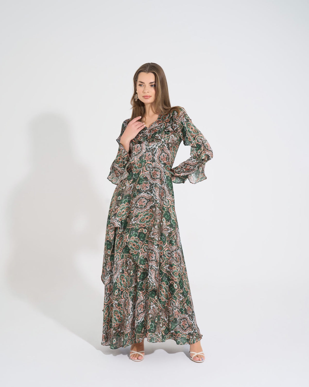 Aishwarya Dress | Green X Beige My Store
