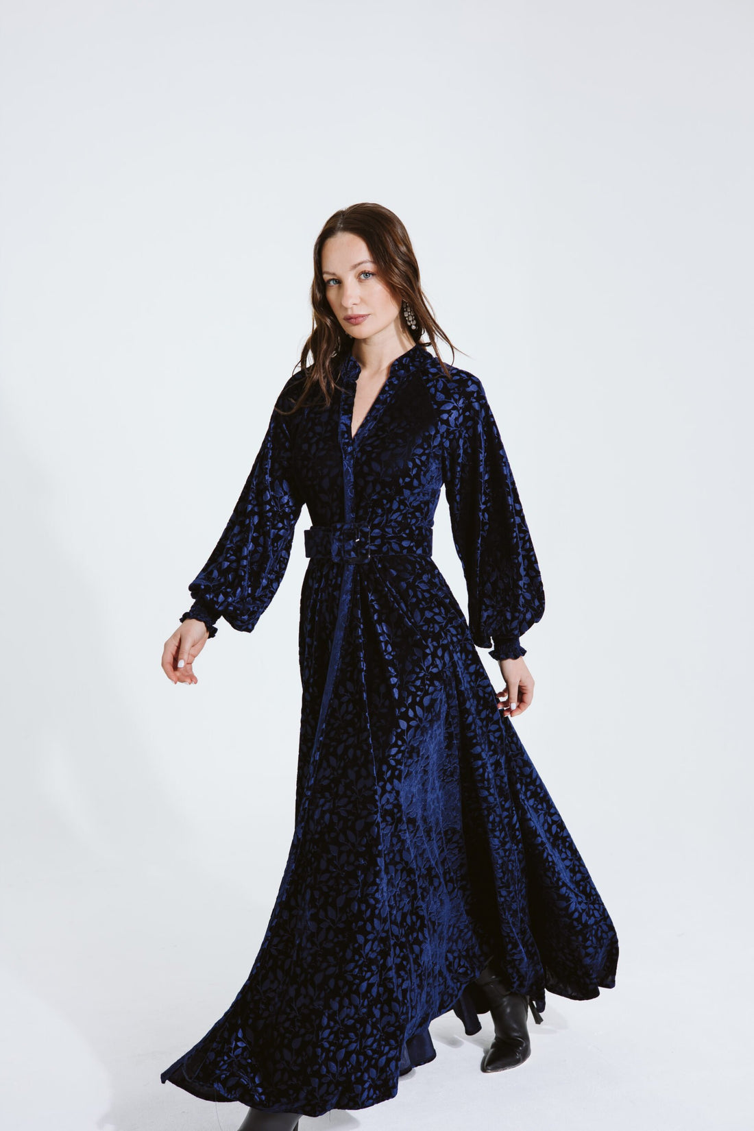 Clara Velvet Dress | Dark Blue