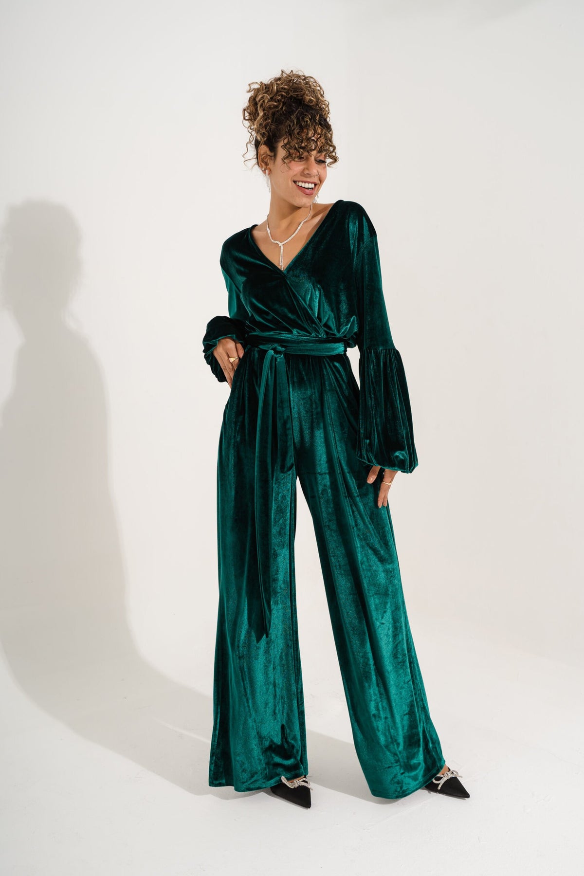 Velvet Jumpsuit | Dark Green My Store