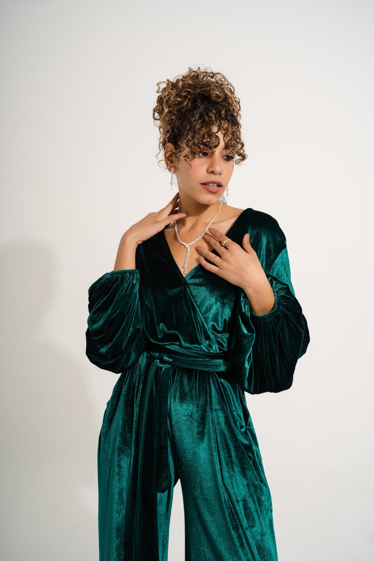 Velvet Jumpsuit | Dark Green My Store