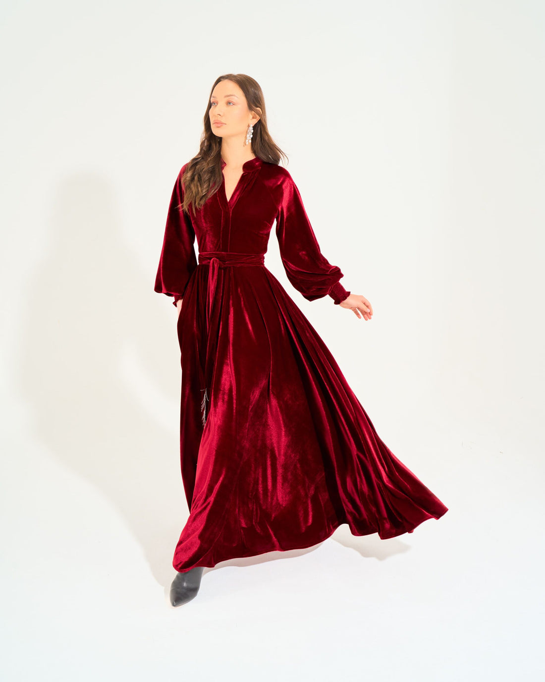 Aloura Velvet Dress | Dark Red
