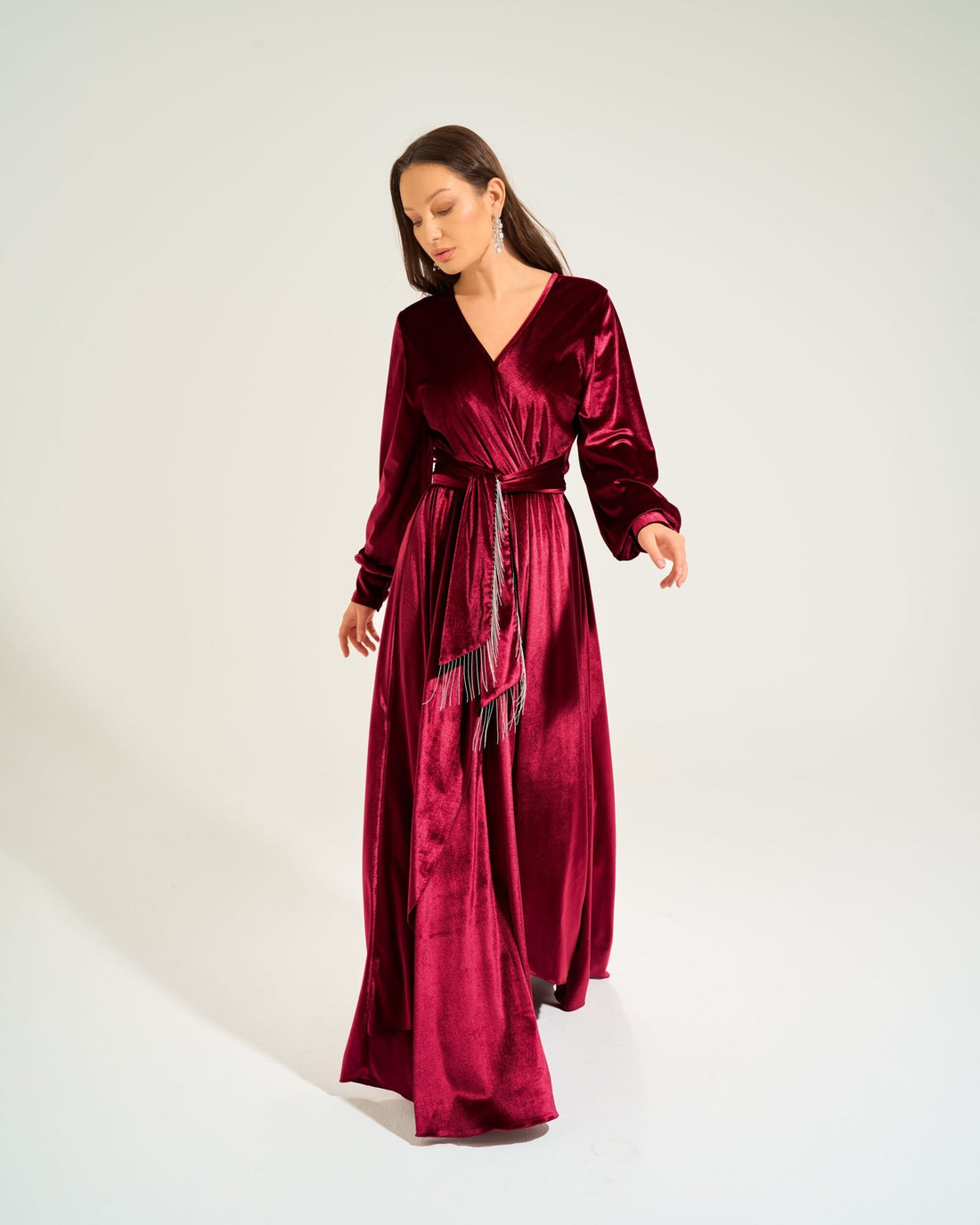 Jasmin Velvet Dress | Dark Red