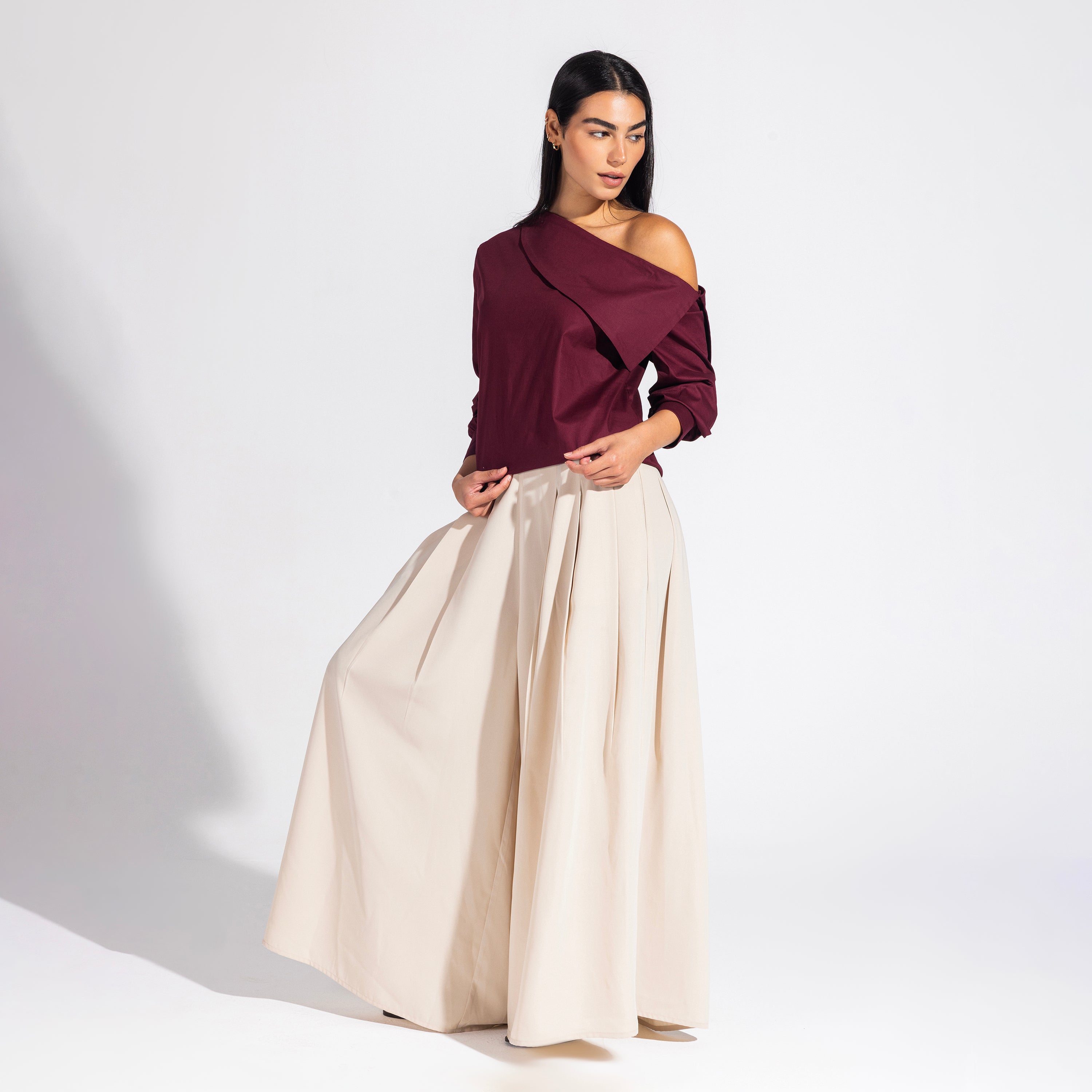 the Little Egret Blouse | Burgundy Black Swan Fashion