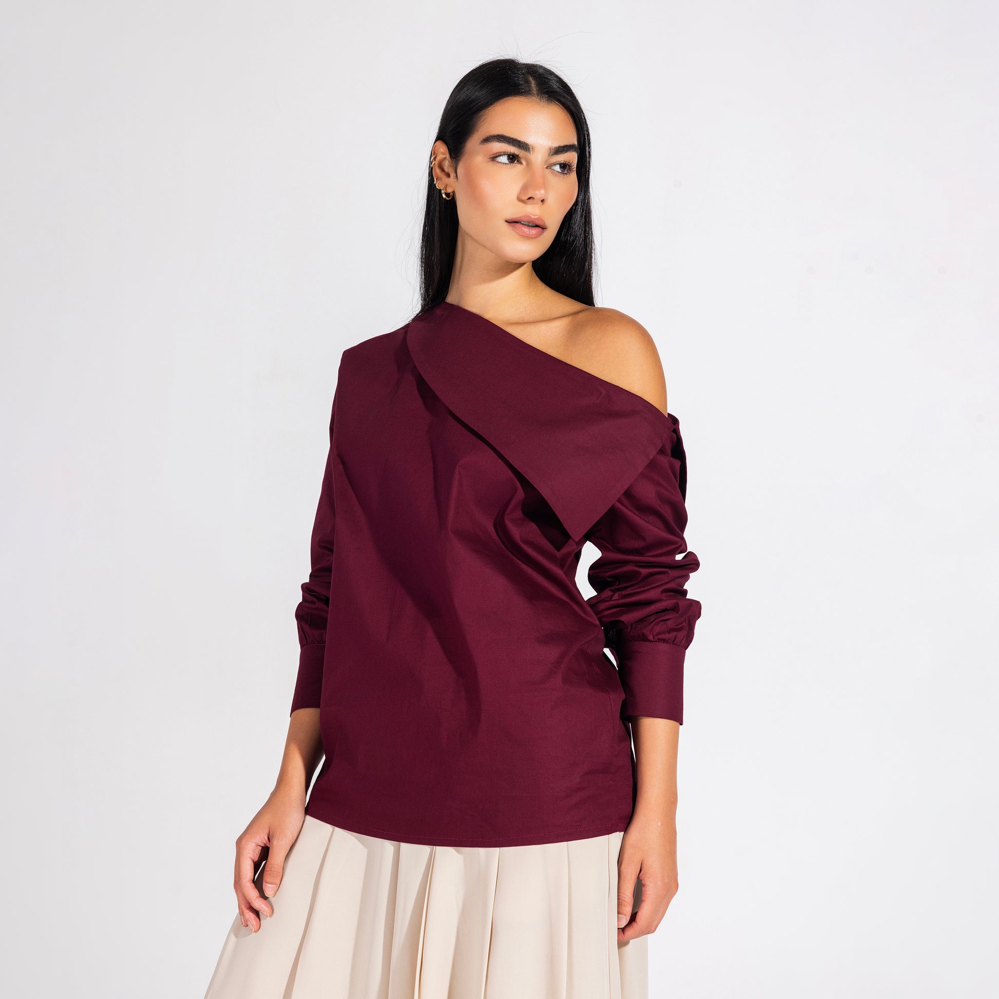 the Little Egret Blouse | Burgundy Black Swan Fashion