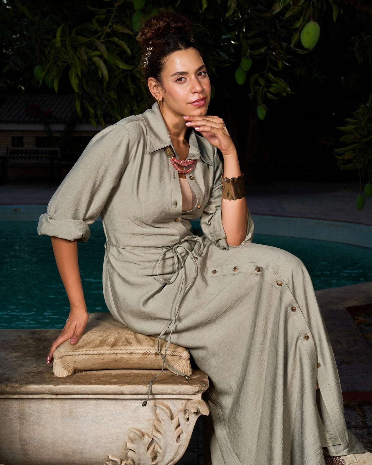 Gabby Shirt Dress | Light Olive My Store
