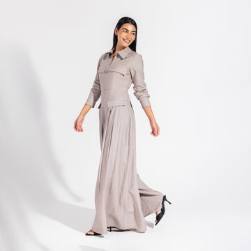 Harper jumpsuit | Taupe Grey Black Swan Fashion