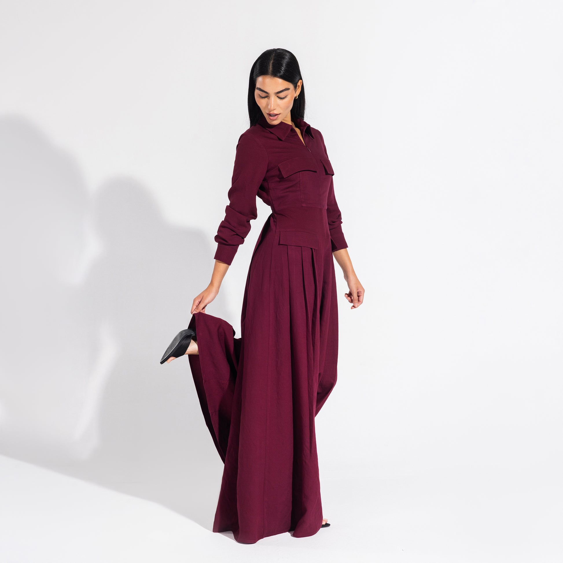 Harper jumpsuit | Maroon Black Swan Fashion