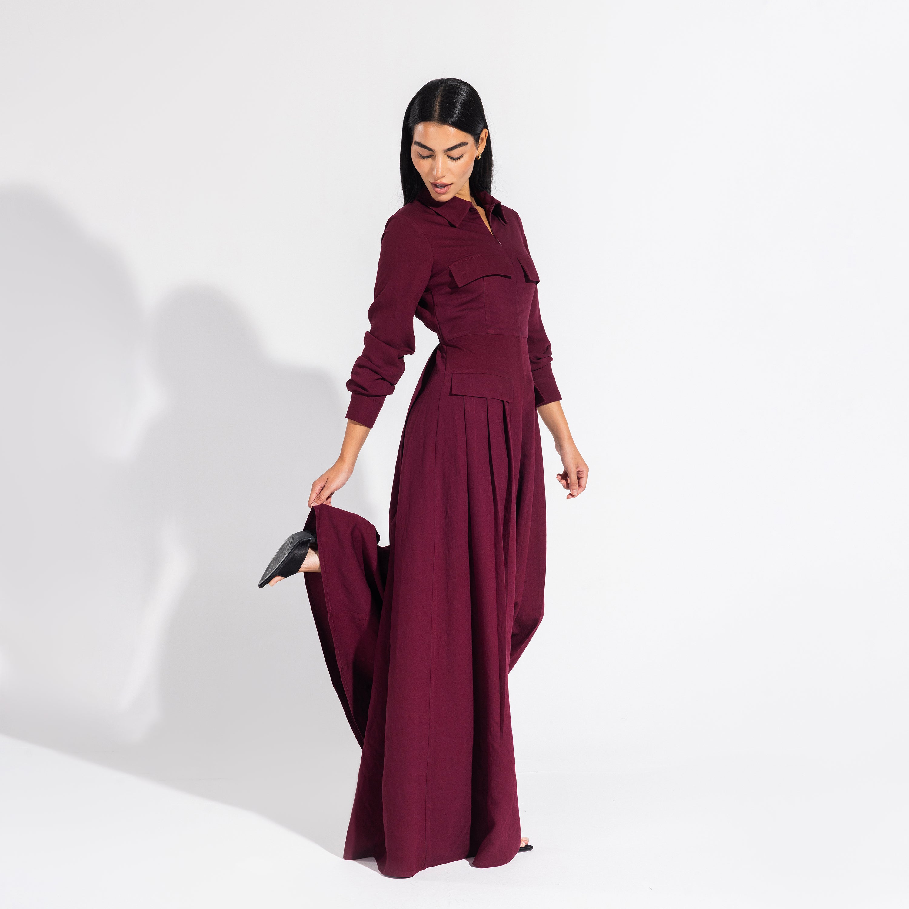 Harper jumpsuit | Maroon Black Swan Fashion