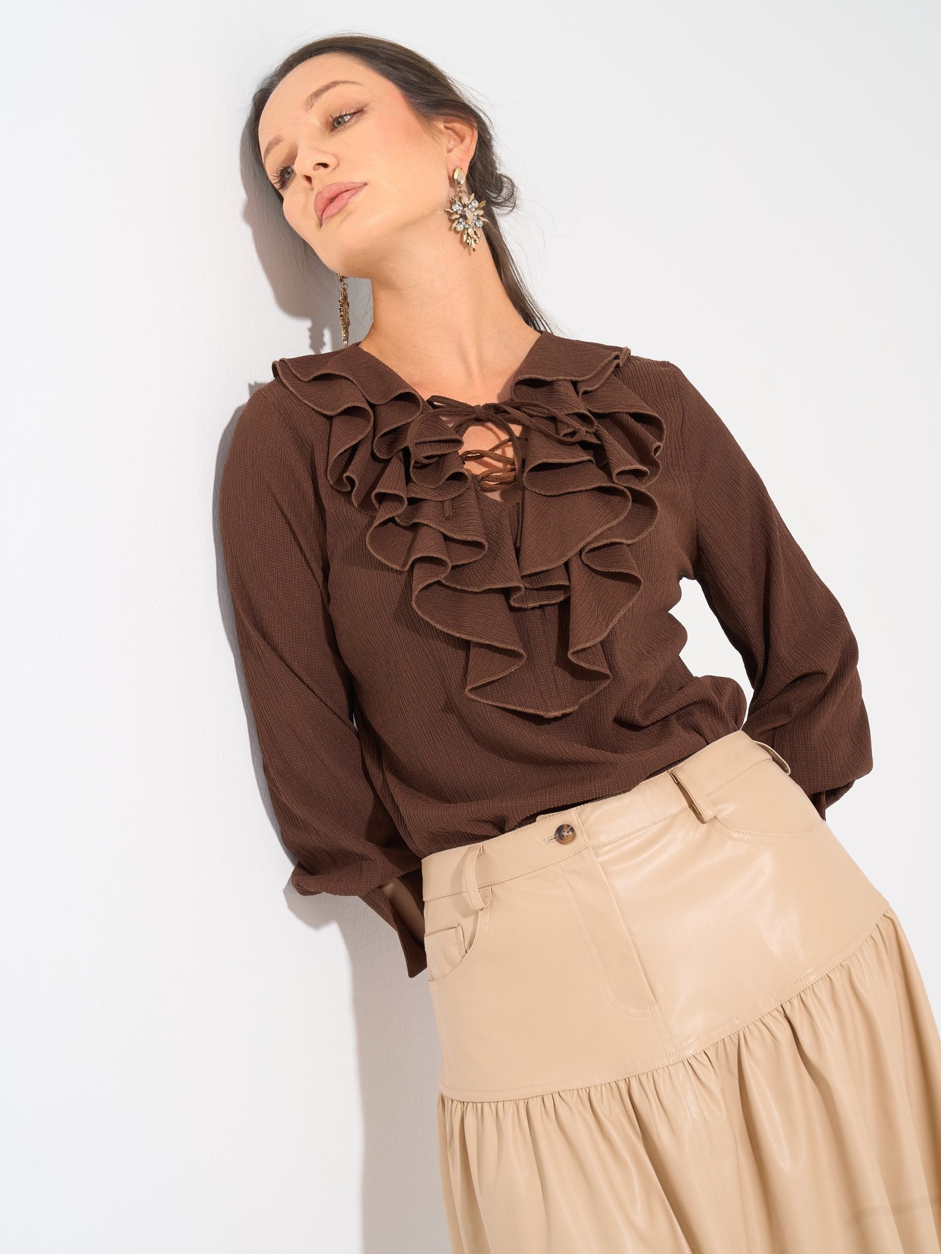 Angelina Blouse | Cocoa Brown