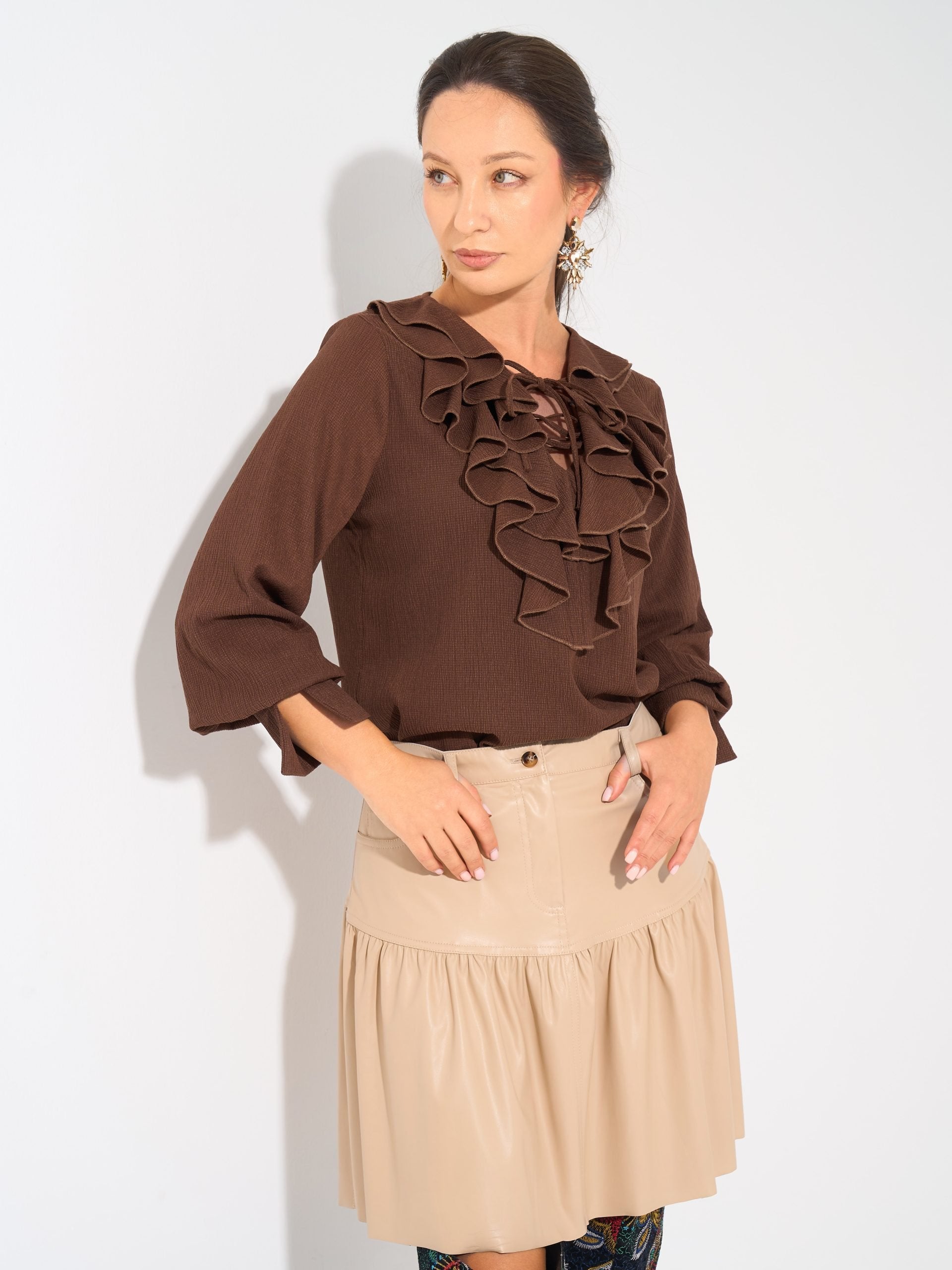 Angelina Blouse | Cocoa Brown