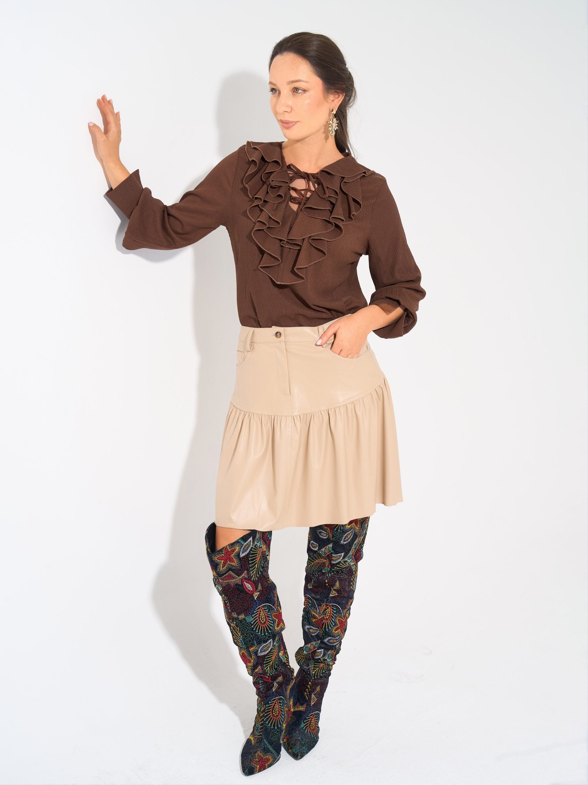 Angelina Blouse | Cocoa Brown