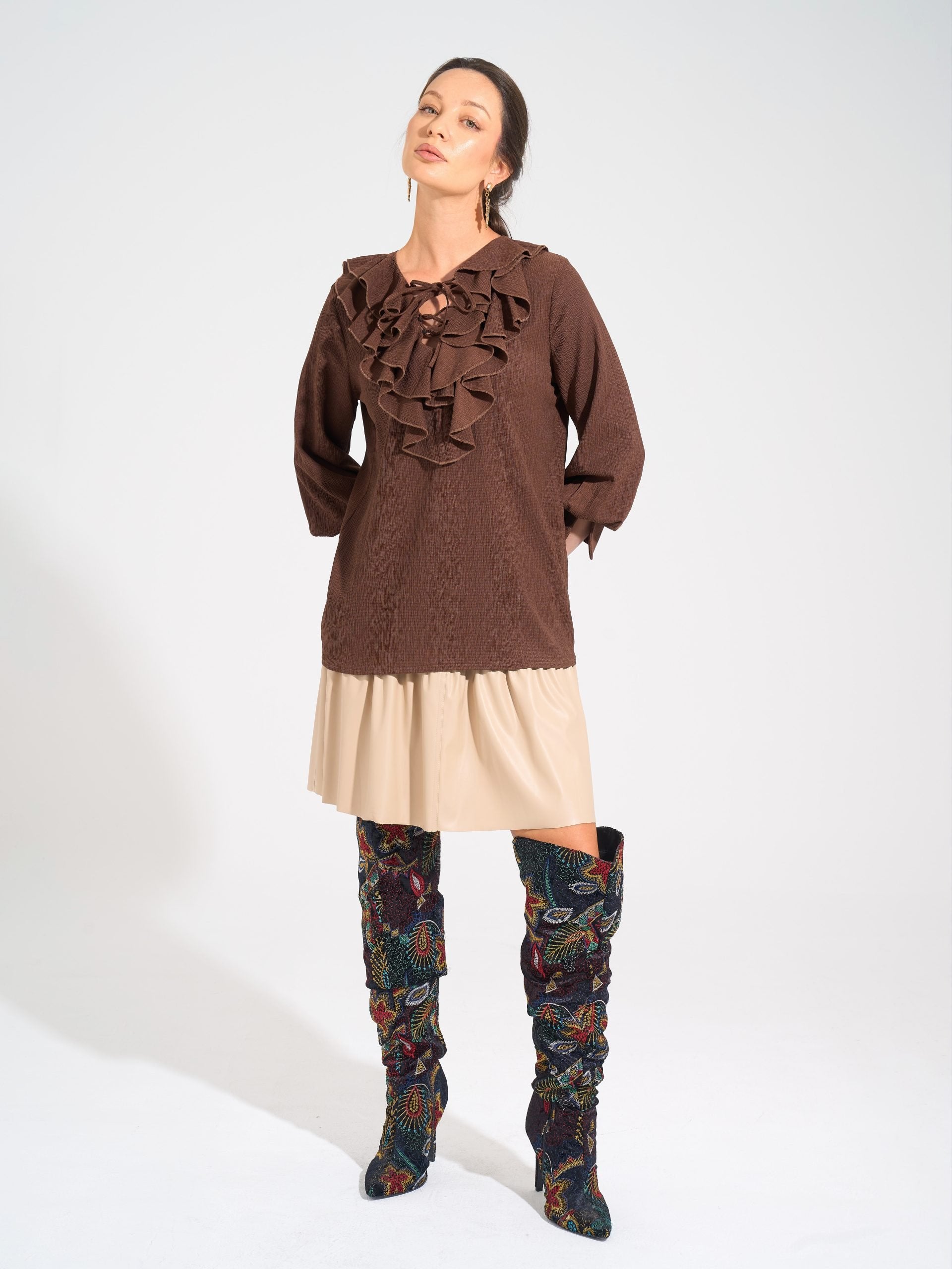 Angelina Blouse | Cocoa Brown