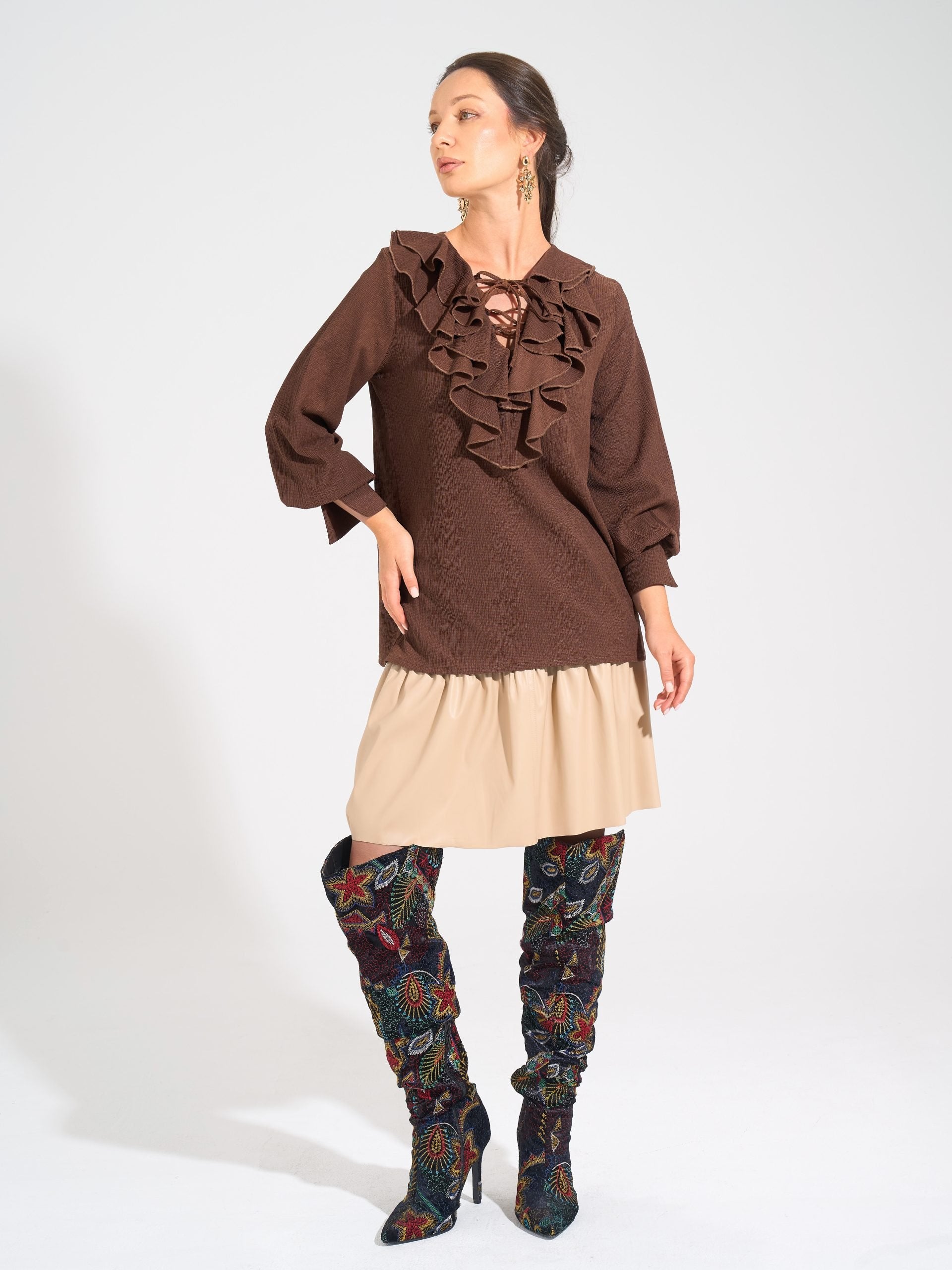 Angelina Blouse | Cocoa Brown