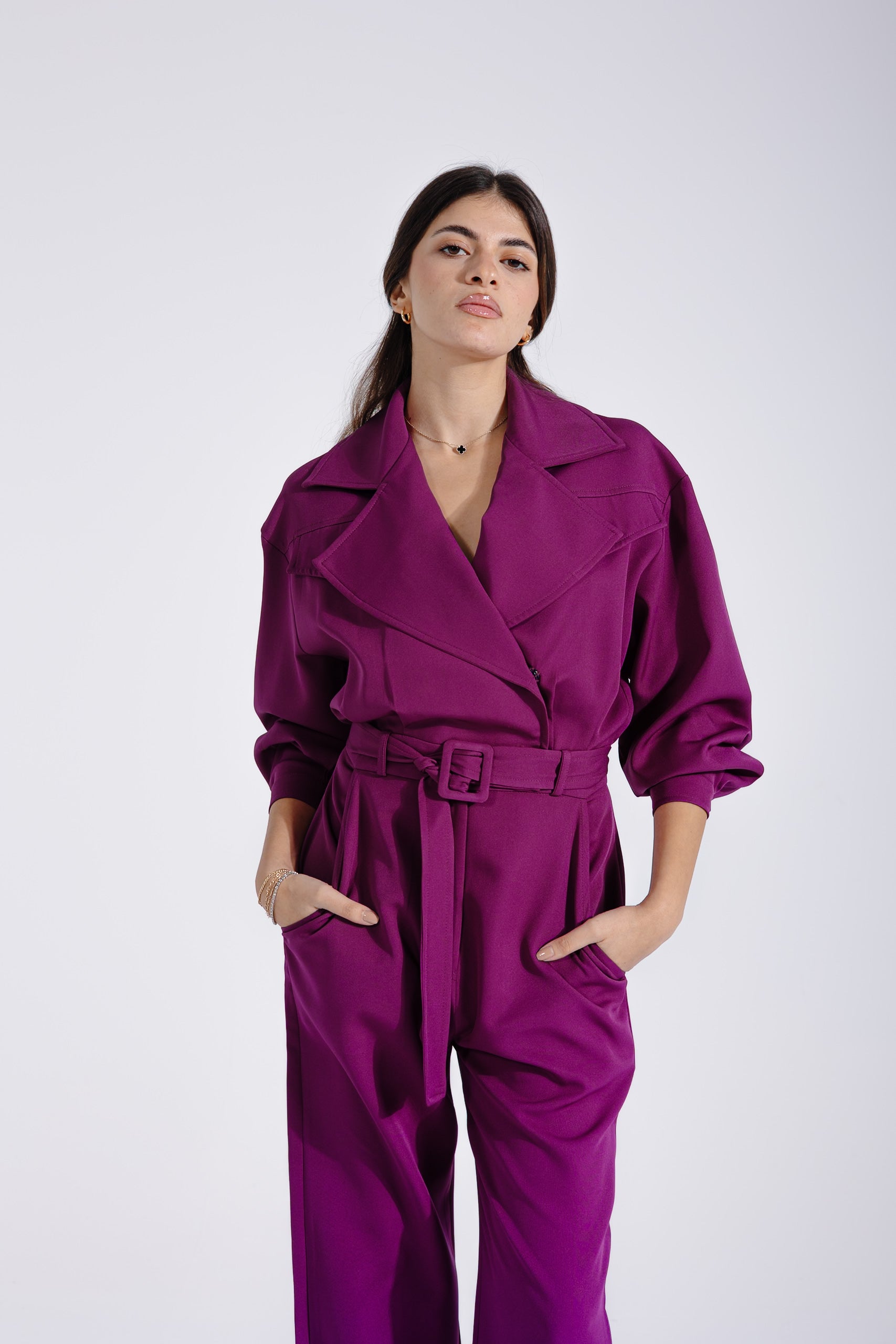 Military jumpsuit | Purple Black Swan Fashion