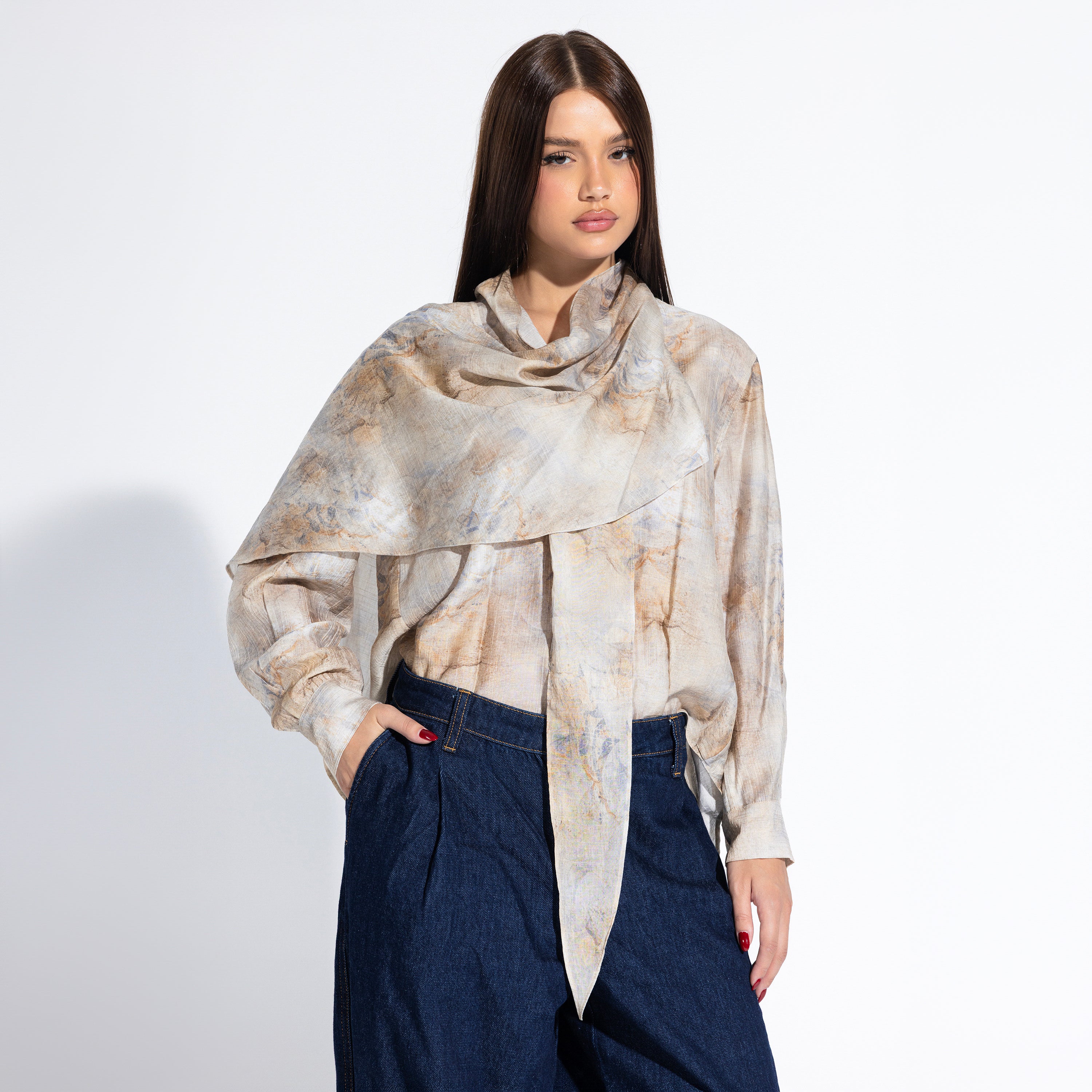 Phoebe Blouse | Sand Black Swan Fashion