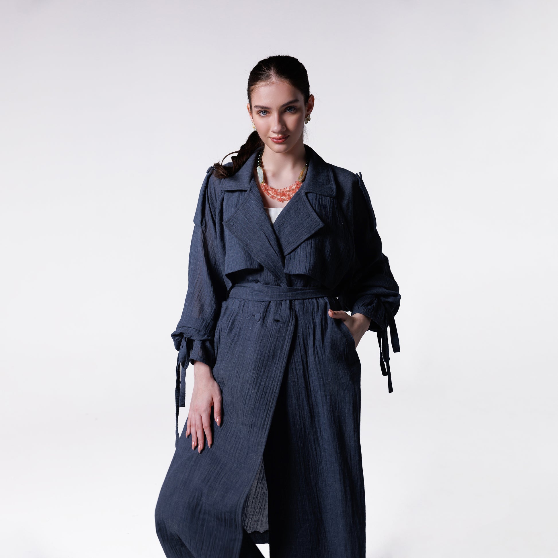 Phoenix Trench | Deep Navy Black Swan Fashion