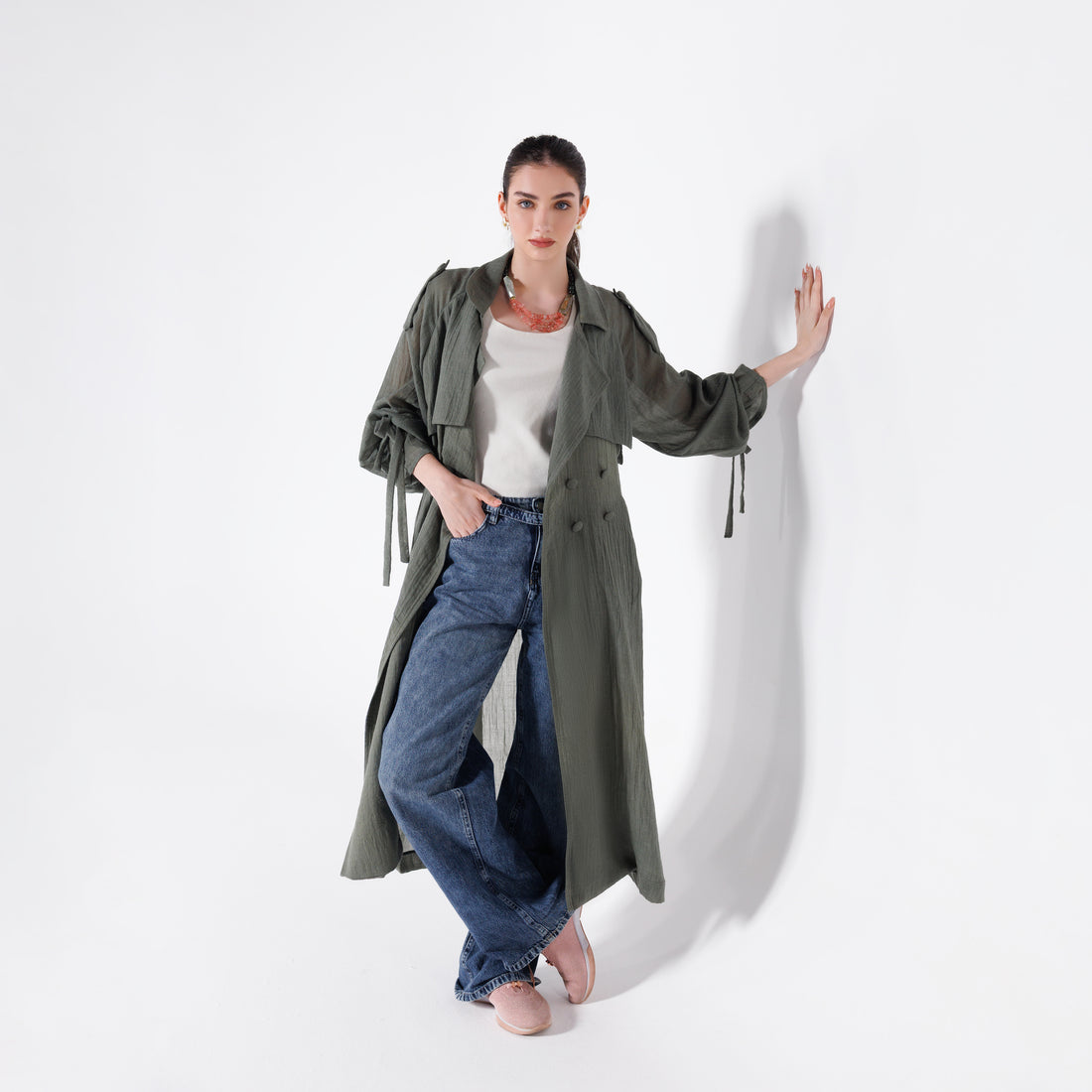 Phoenix Trench | Light Olive Black Swan Fashion