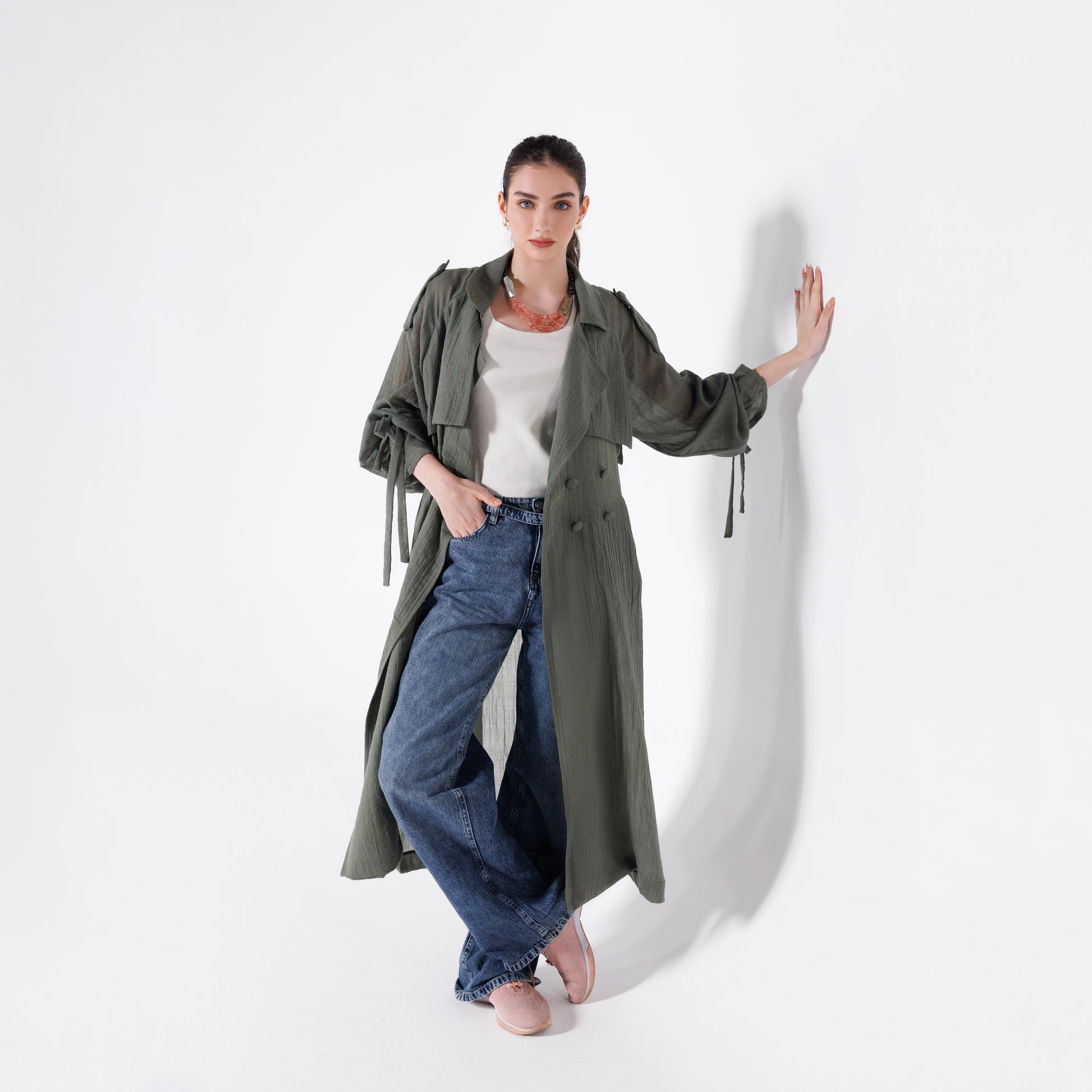 Phoenix Trench | Light Olive Black Swan Fashion