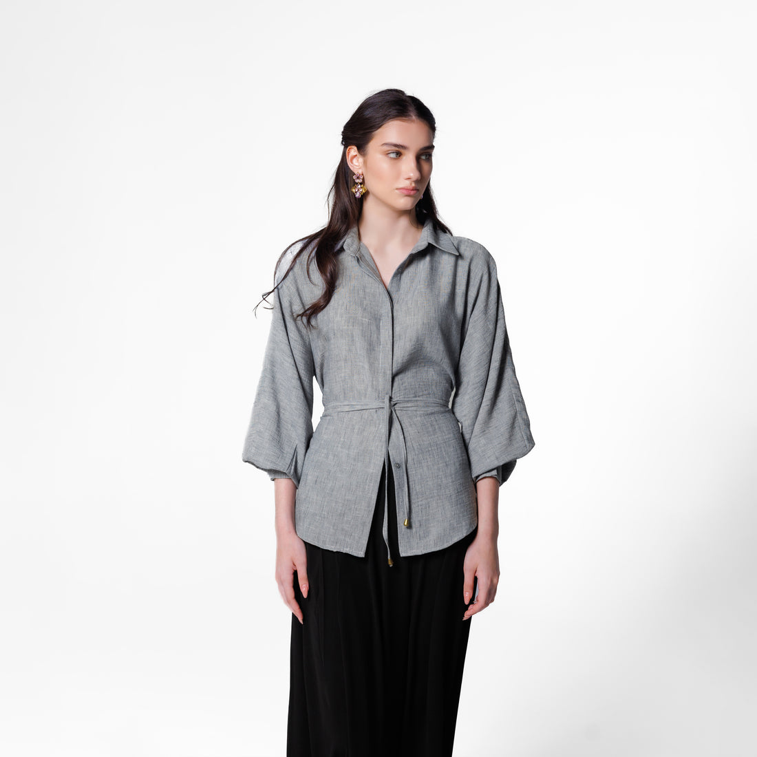 Tara Linen Shirt | Gray Black Swan Fashion