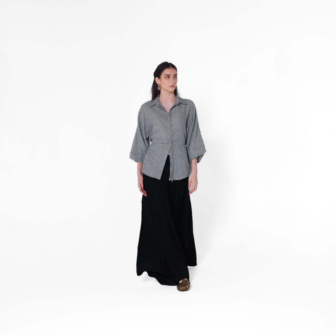 Tara Linen Shirt | Gray Black Swan Fashion