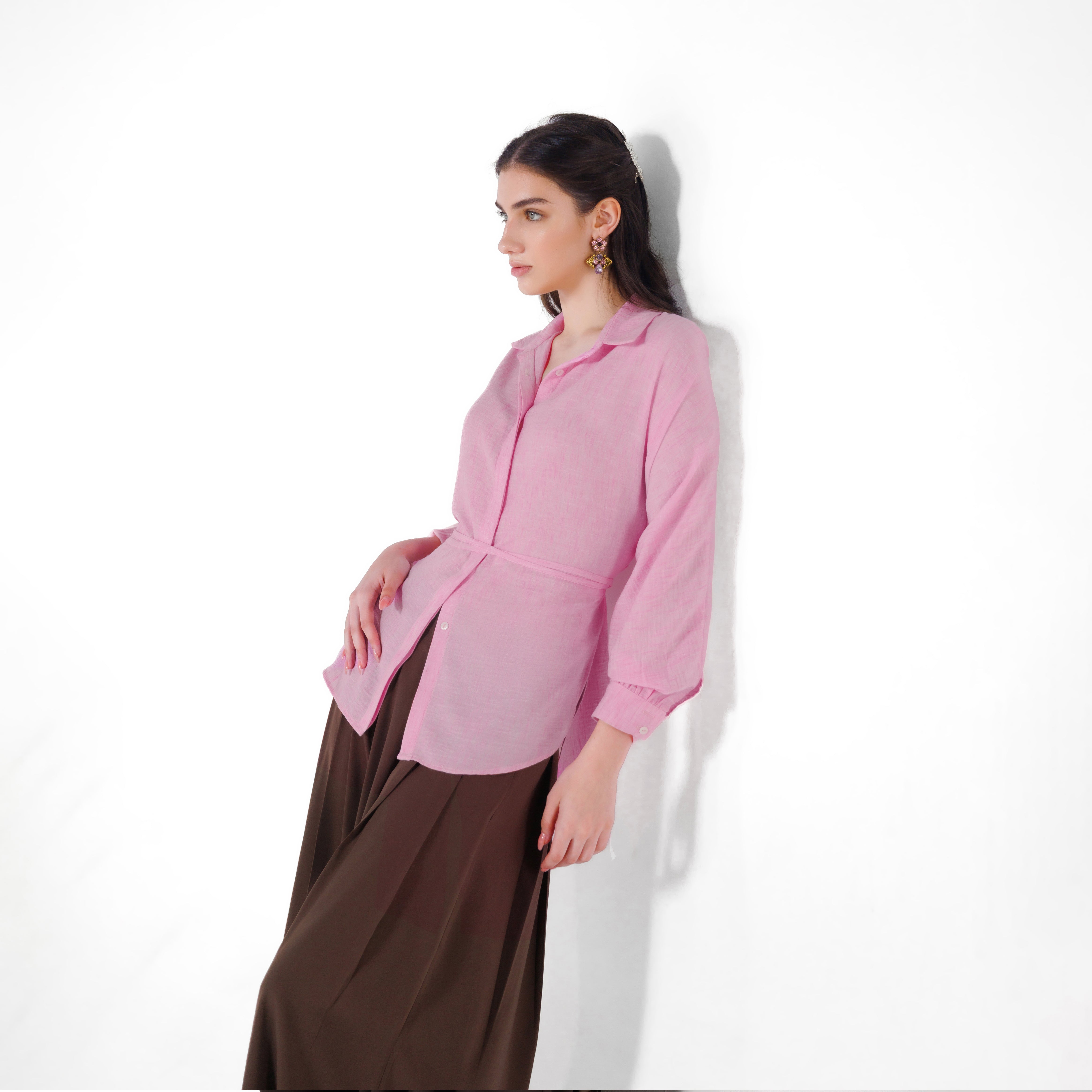 Tara Linen Shirt | Pink Black Swan Fashion