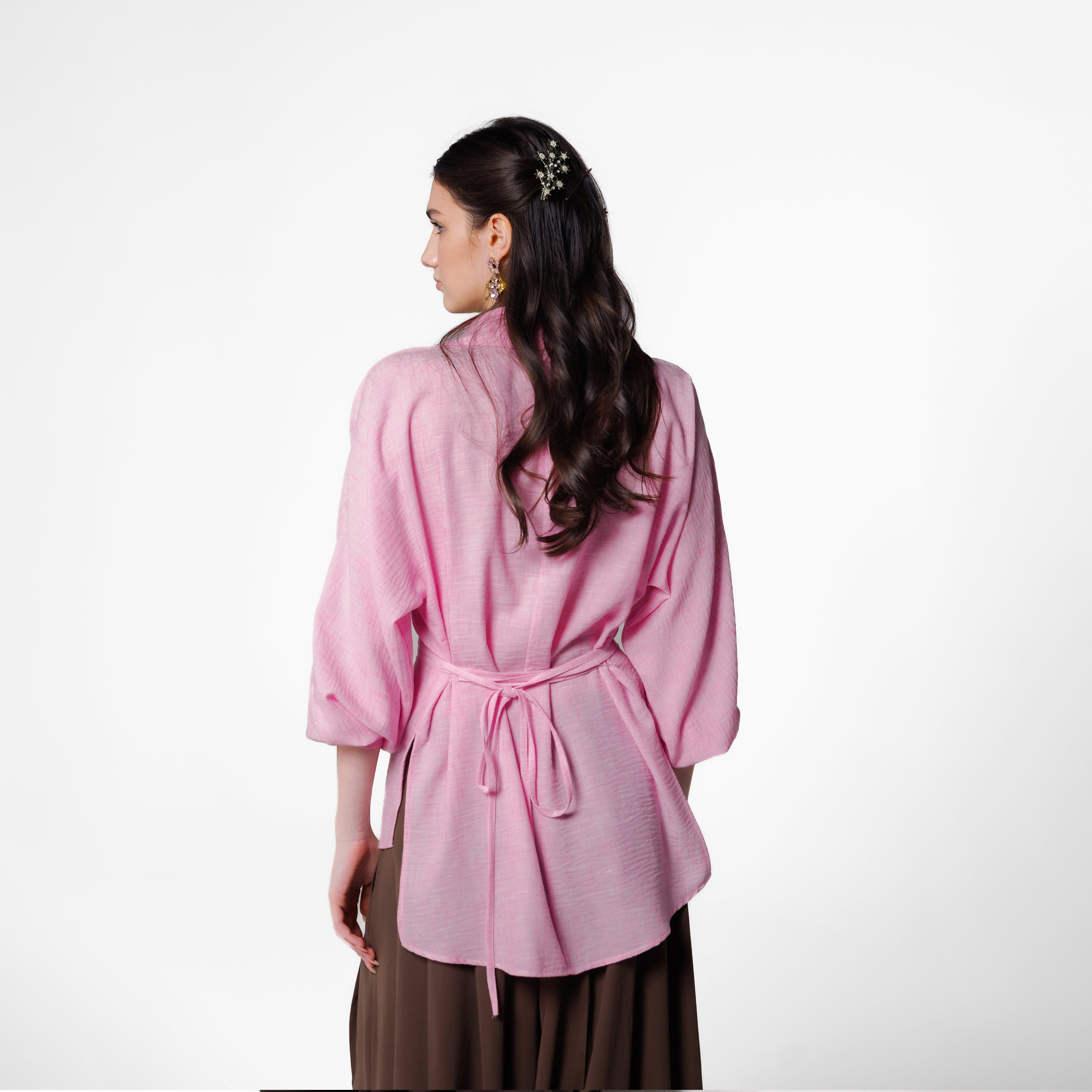 Tara Linen Shirt | Pink Black Swan Fashion