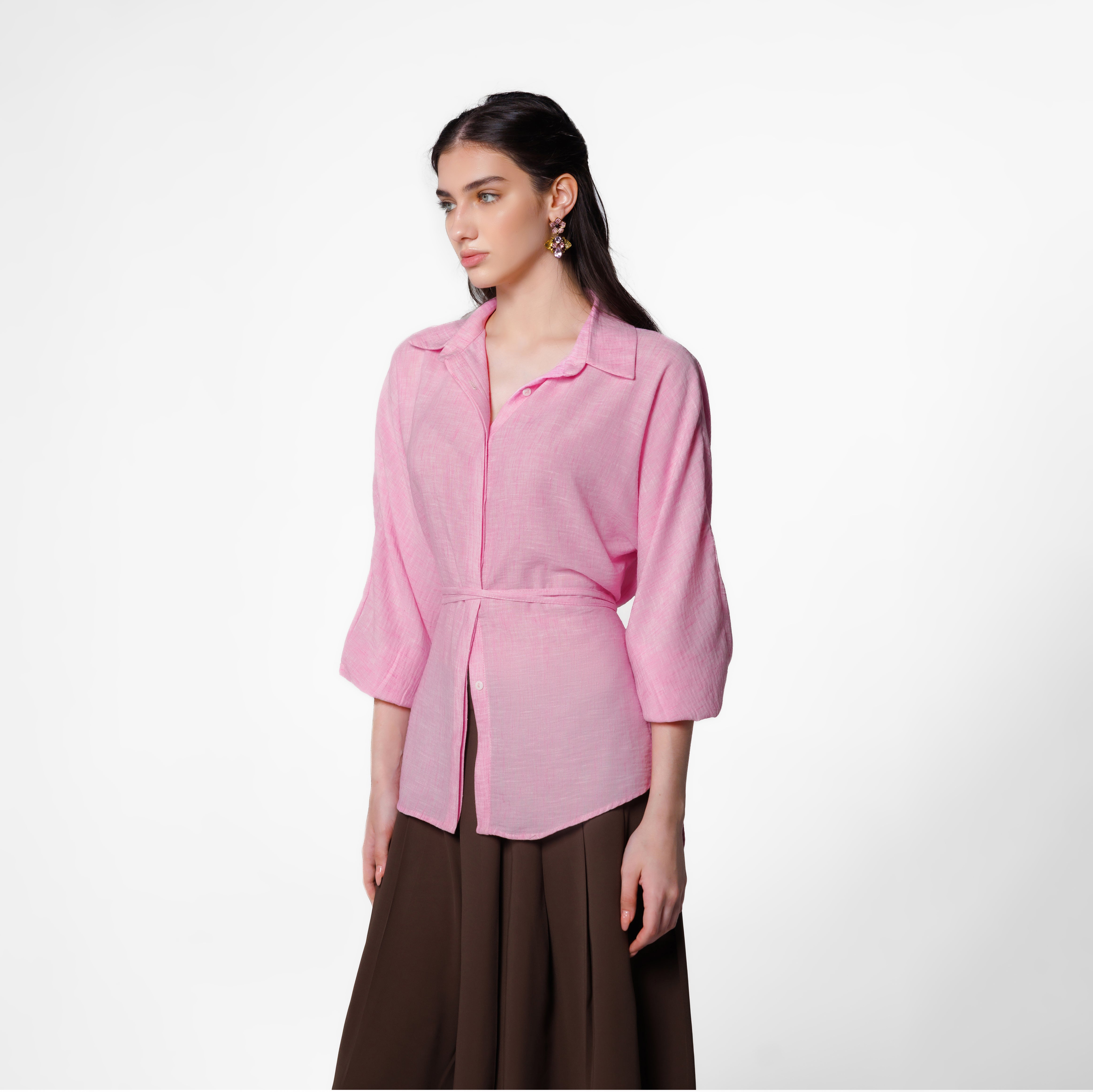 Tara Linen Shirt | Pink Black Swan Fashion