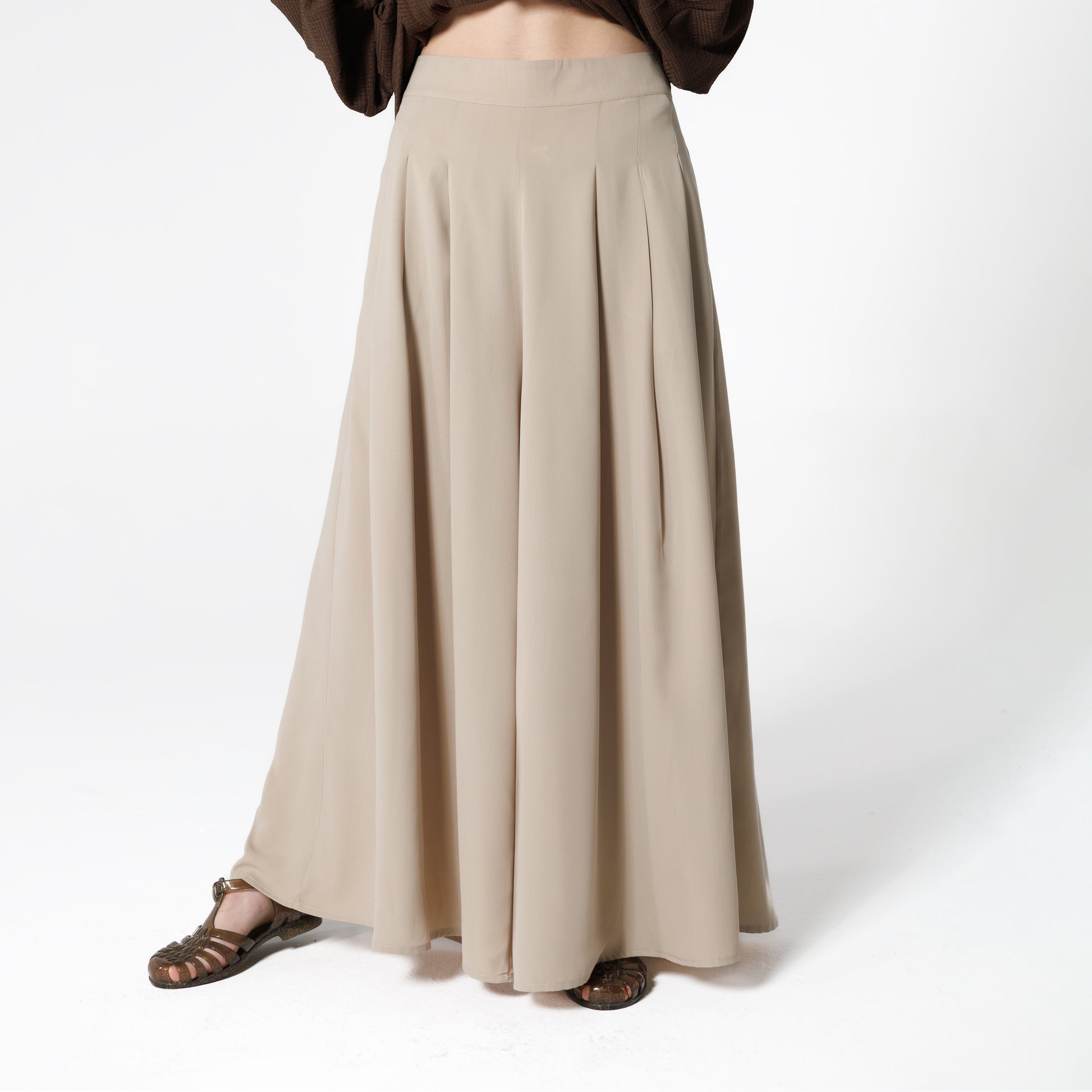 Wide Leg Pants | Cream Black Swan Fashion