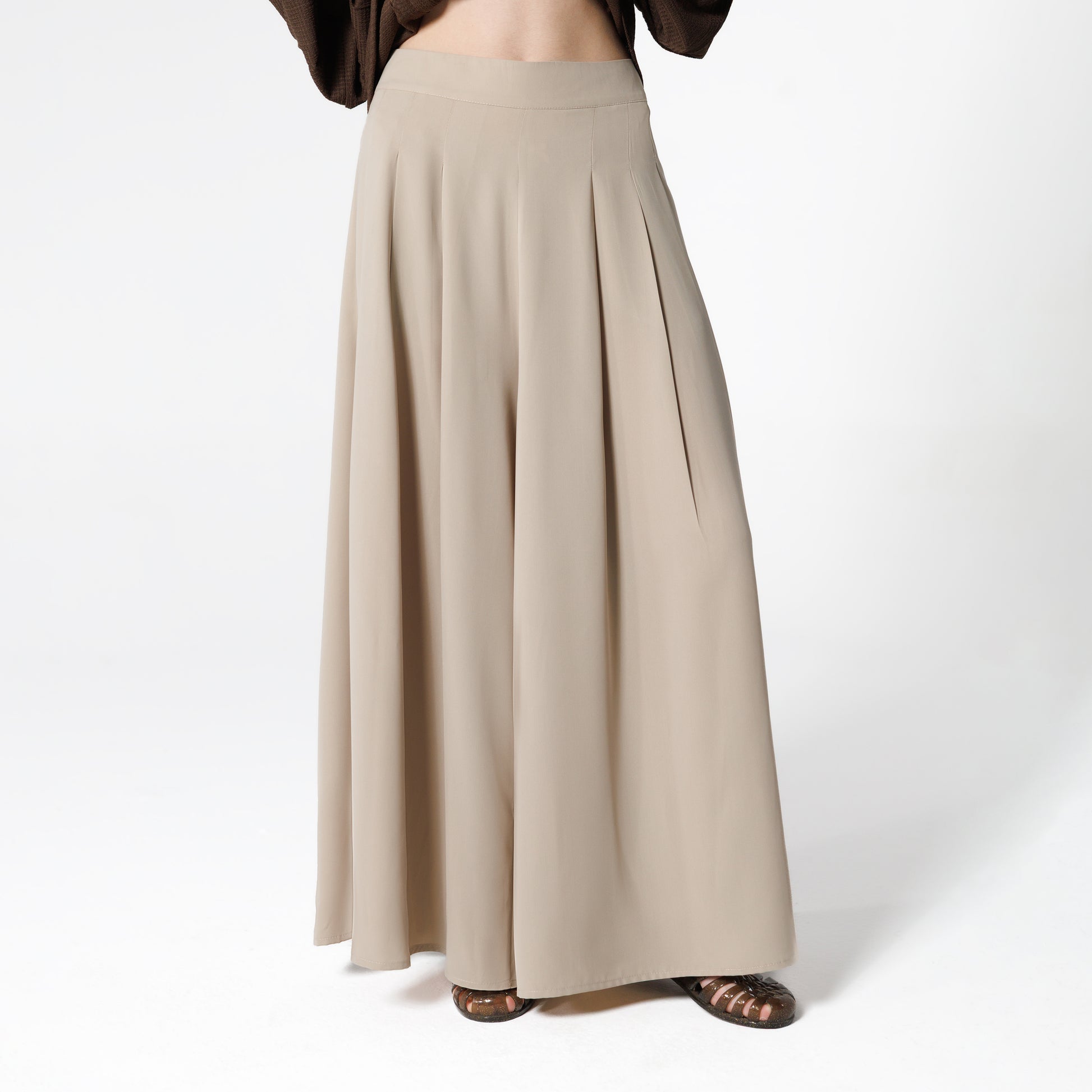 Wide Leg Pants | Cream Black Swan Fashion
