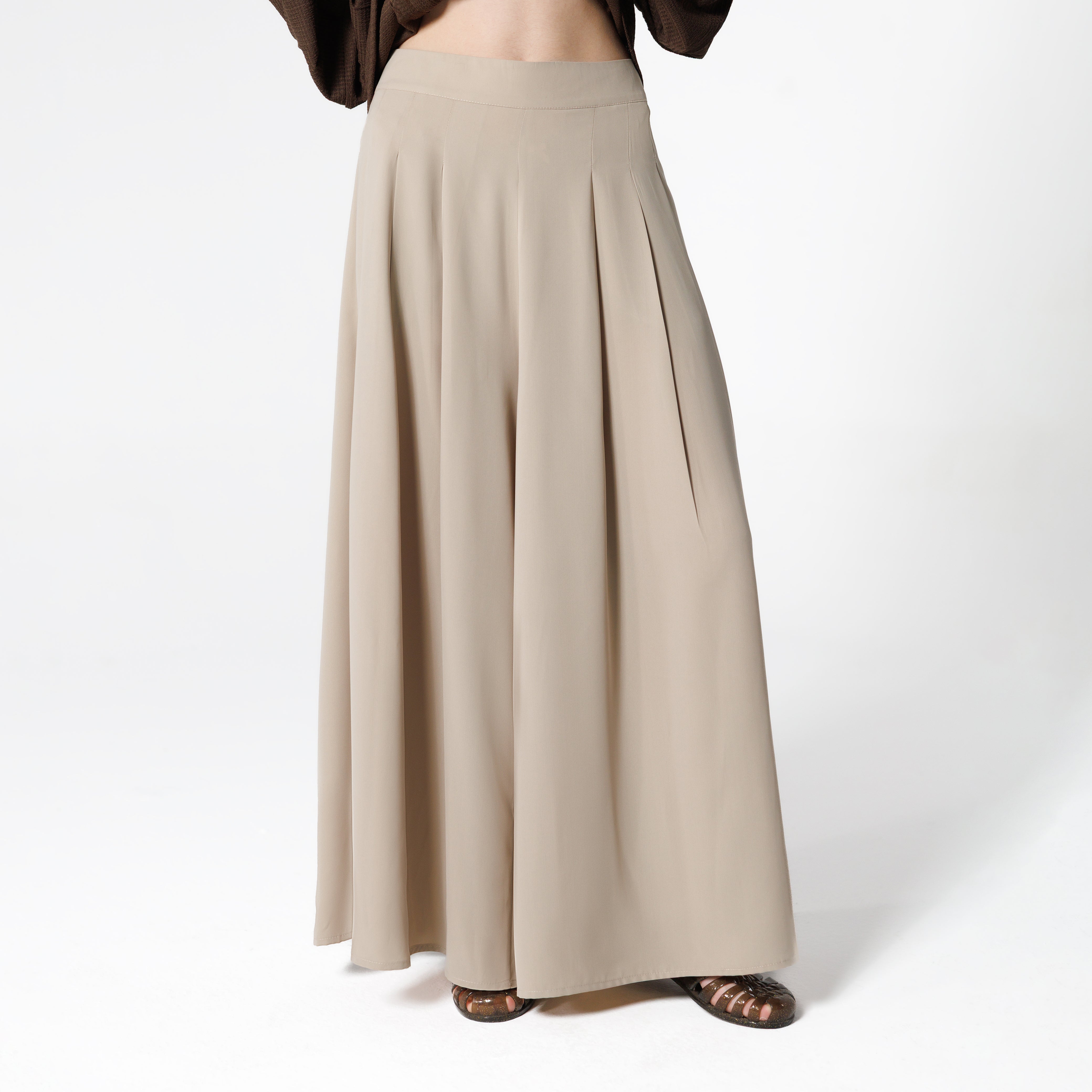 Wide Leg Pants | Cream Black Swan Fashion