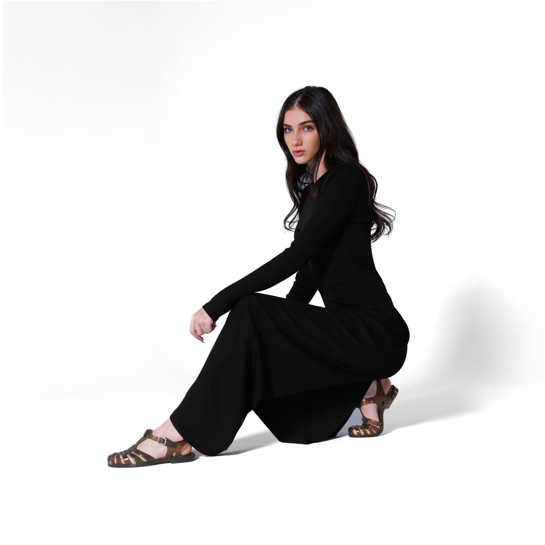 Wide Leg Basic Jumpsuit | Black Black Swan Fashion