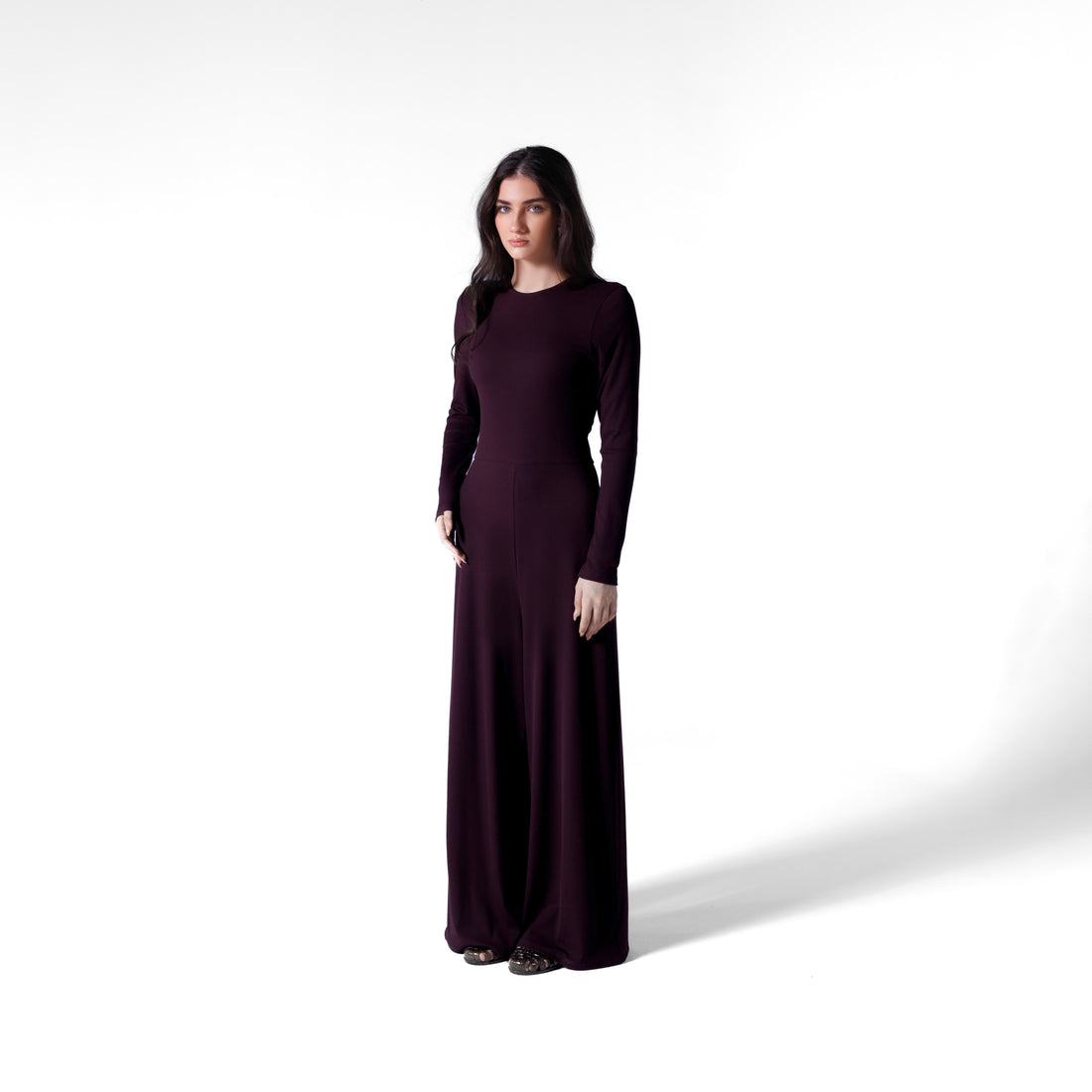 Wide Leg Basic Jumpsuit | Purple Black Swan Fashion