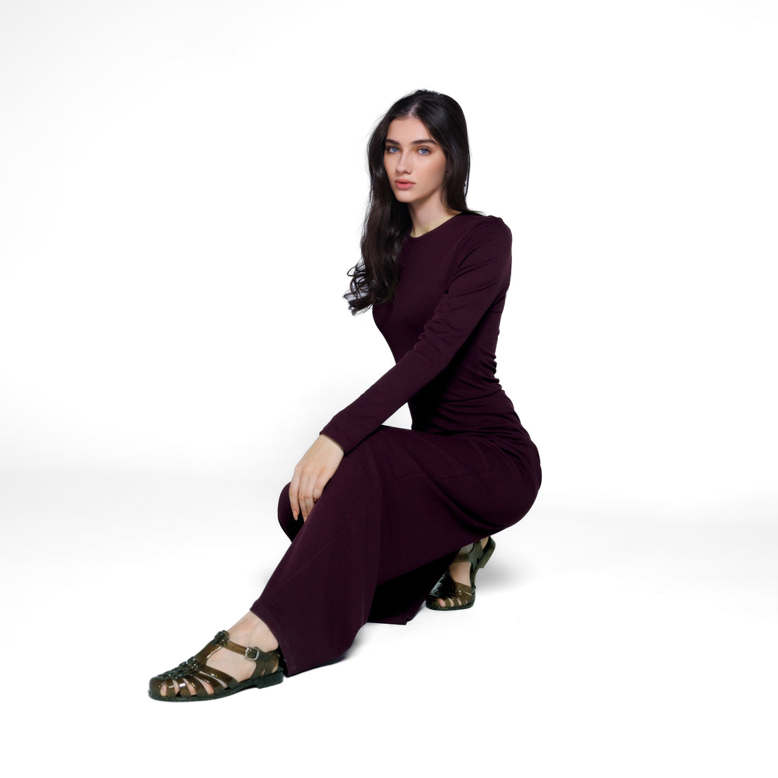 Wide Leg Basic Jumpsuit | Purple Black Swan Fashion
