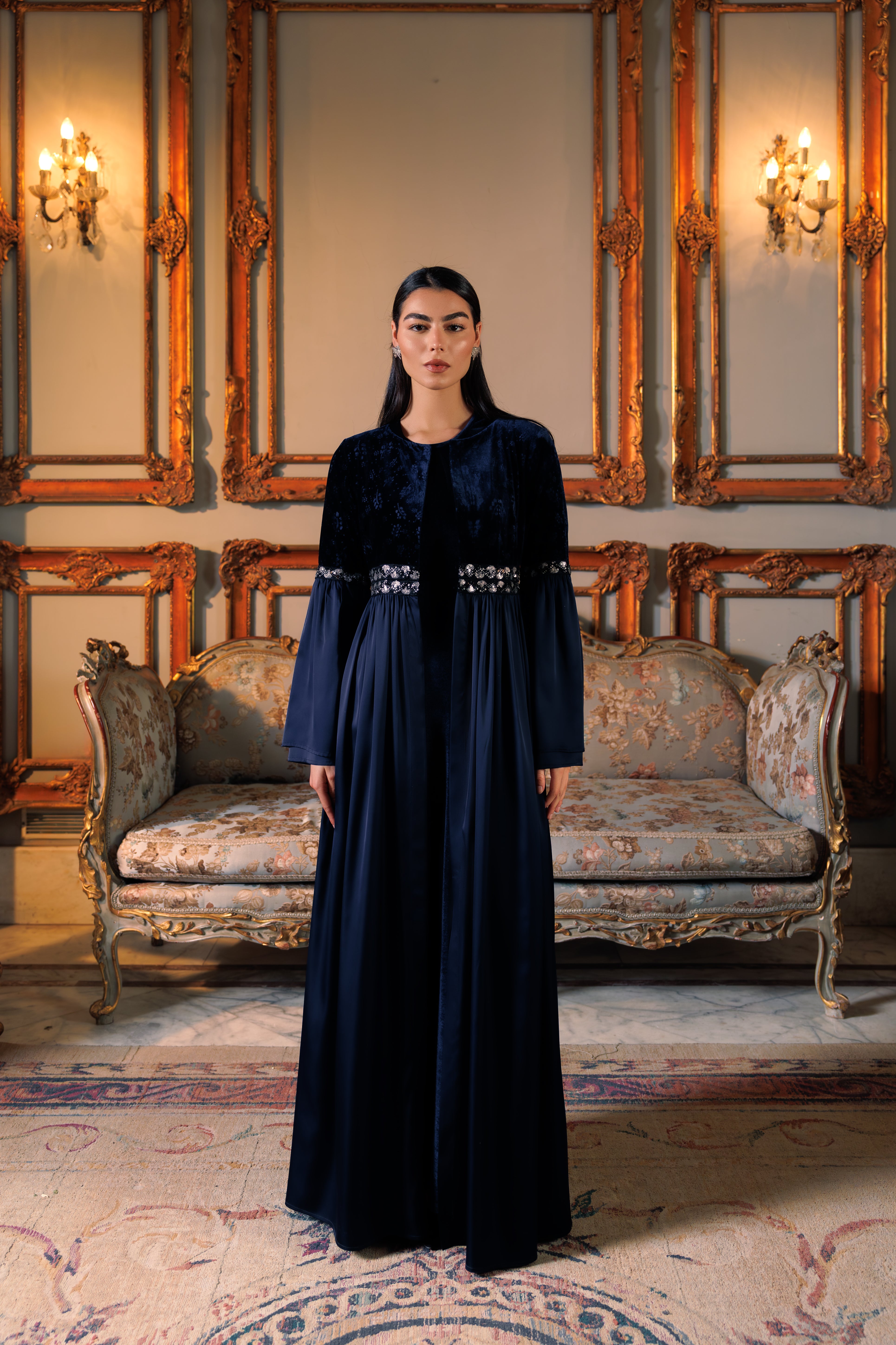Adyra Kaftan | Dark Blue Black Swan Fashion