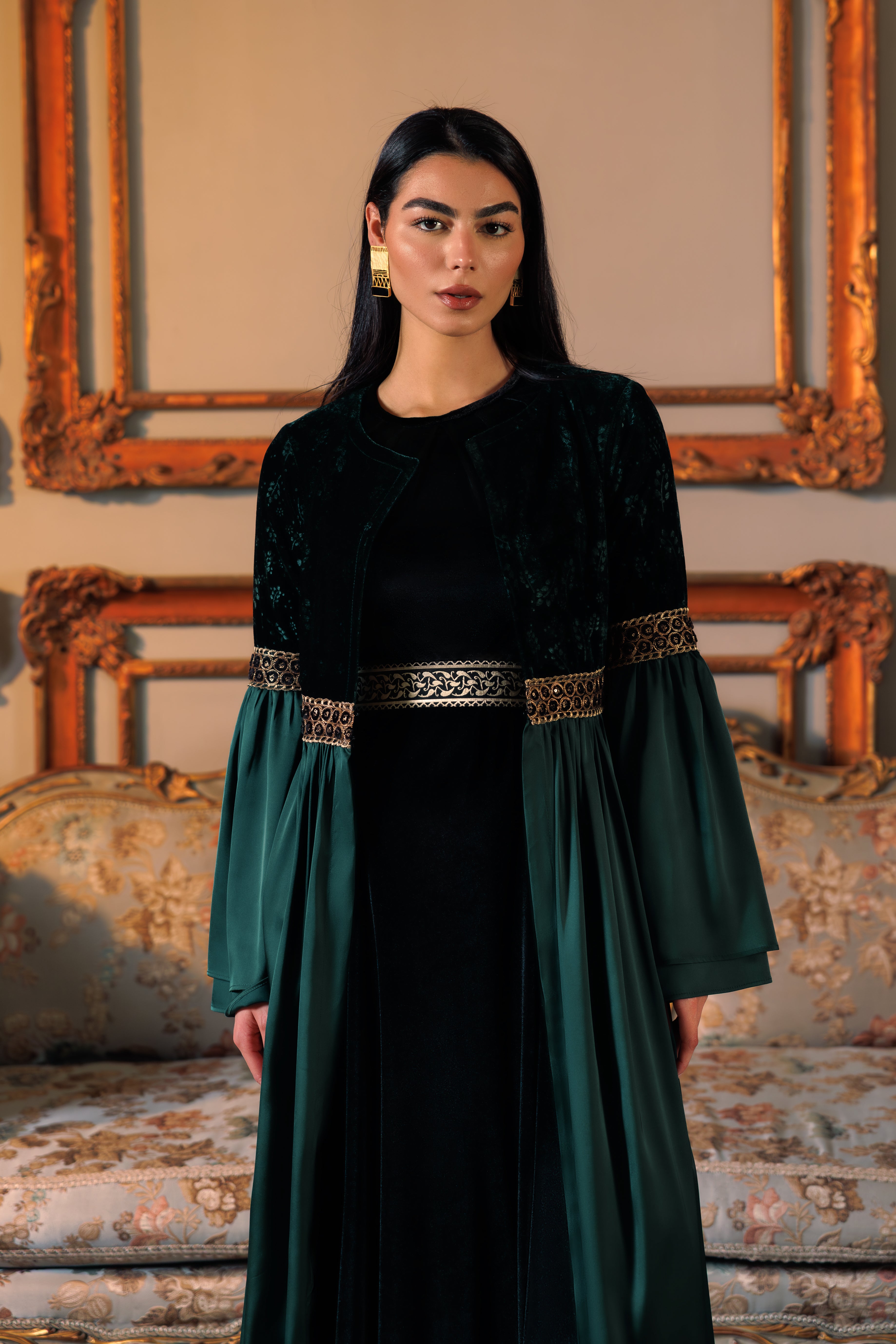 Adyra Kaftan | Dark Green Black Swan Fashion