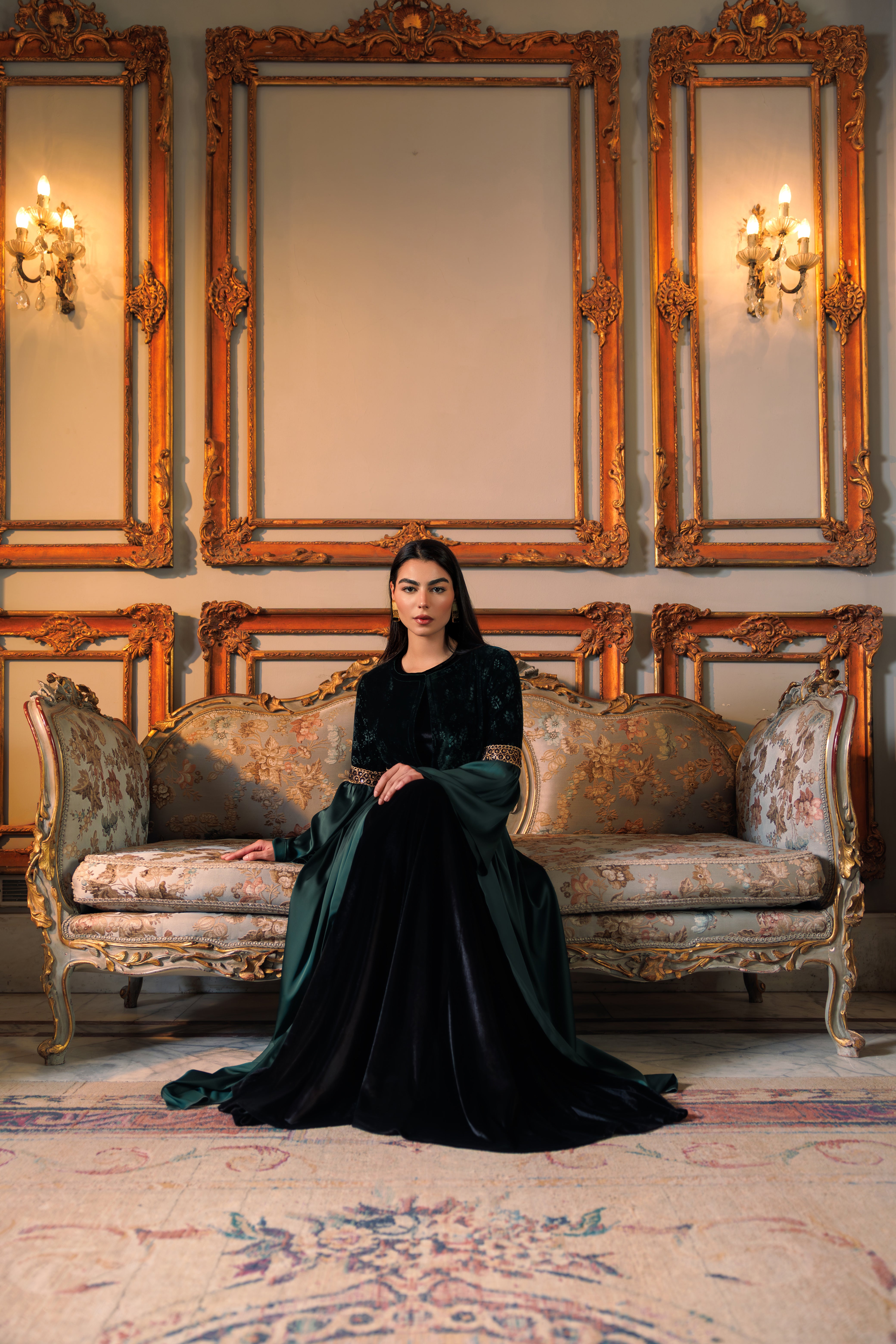 Adyra Kaftan | Dark Green Black Swan Fashion