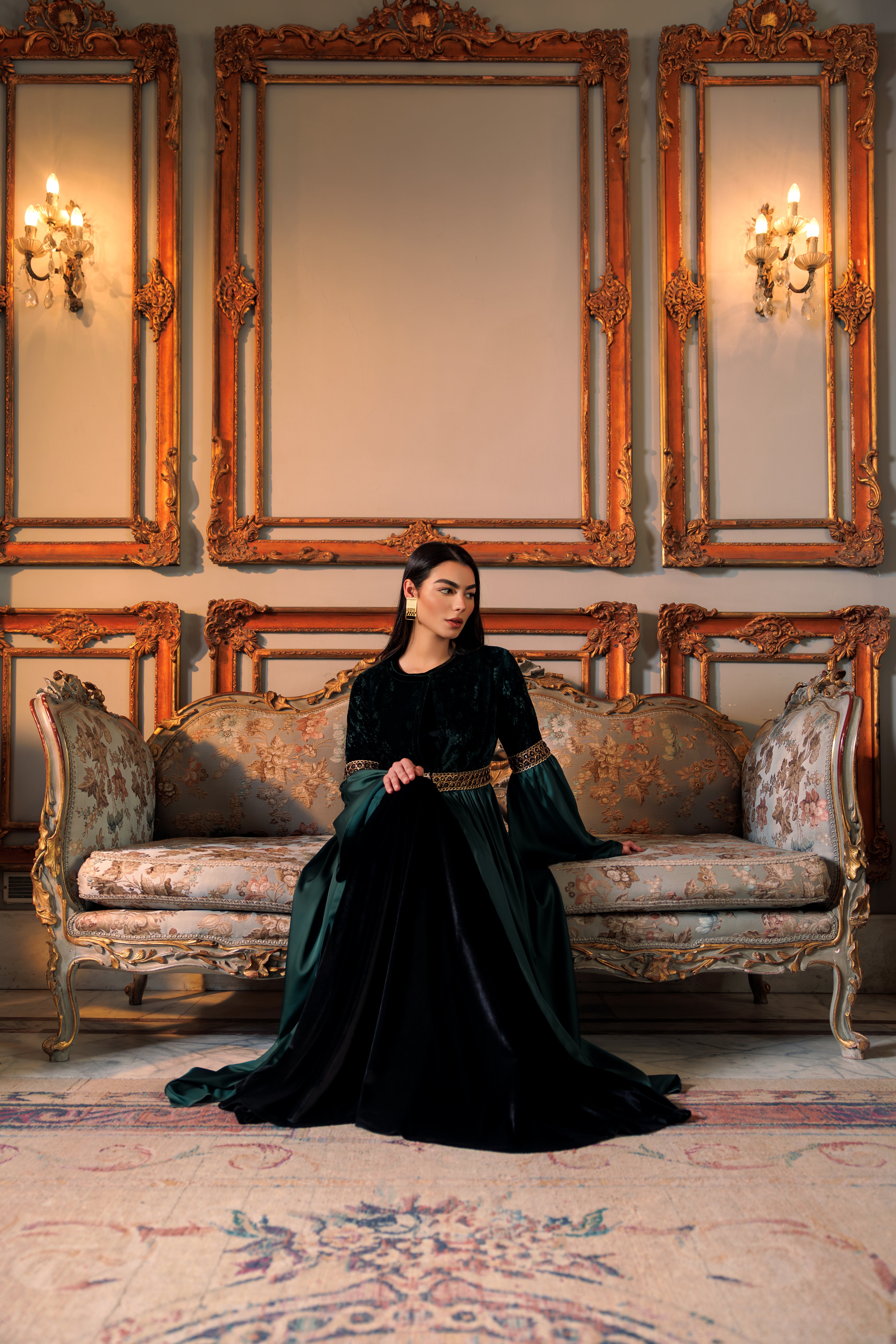 Adyra Kaftan | Dark Green Black Swan Fashion