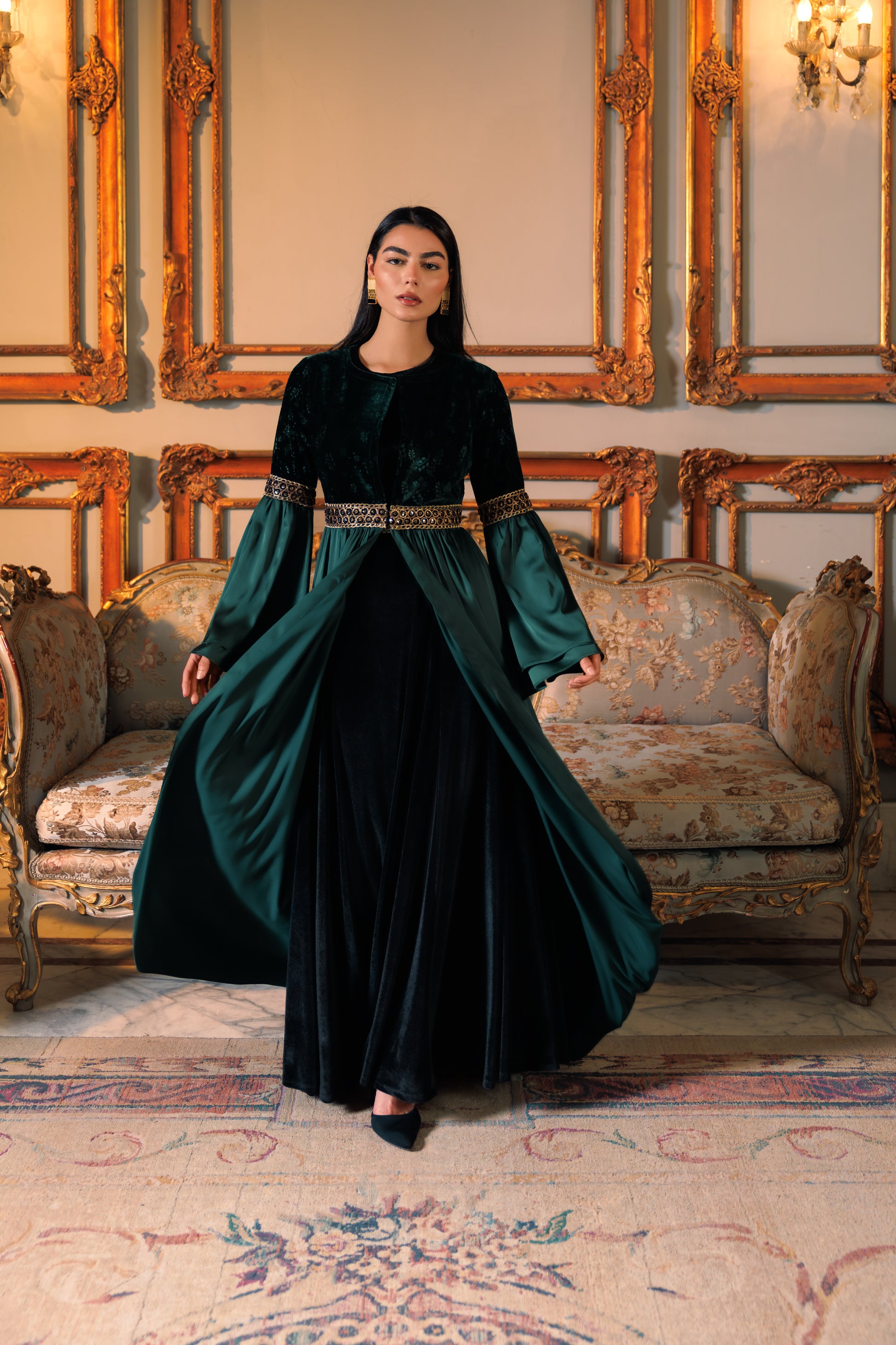 Adyra Kaftan | Dark Green Black Swan Fashion