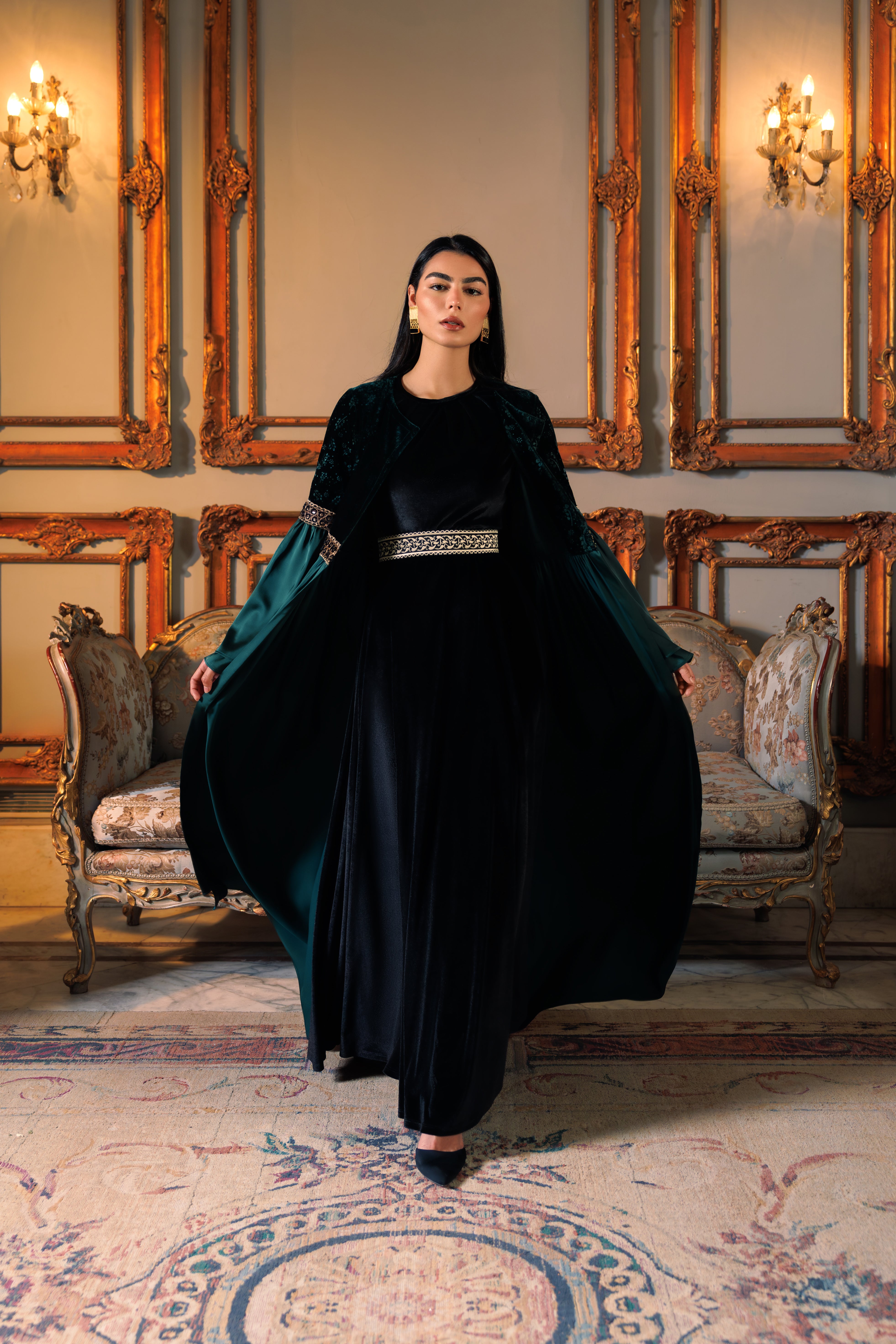 Adyra Kaftan | Dark Green Black Swan Fashion