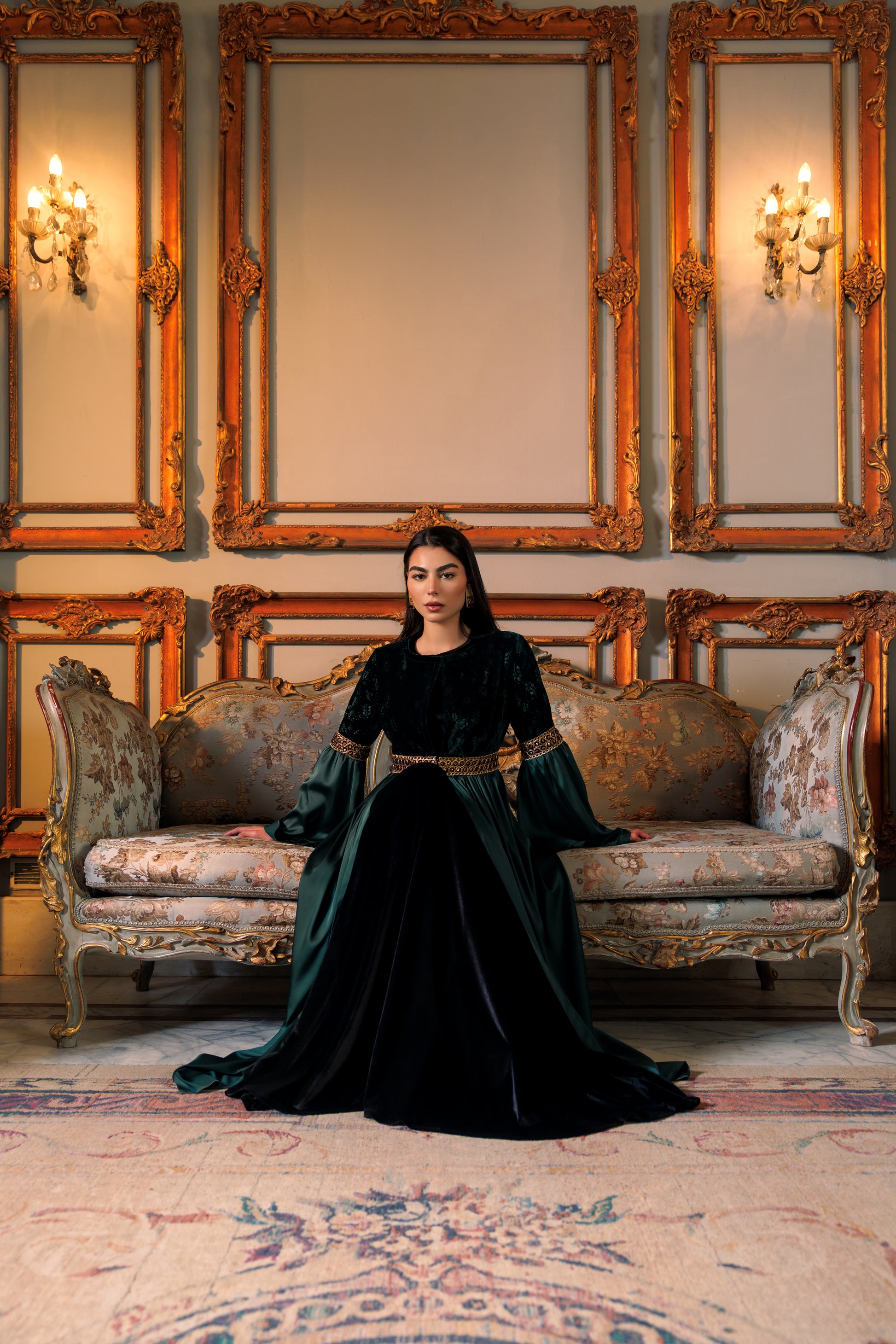 Adyra Kaftan | Dark Green Black Swan Fashion