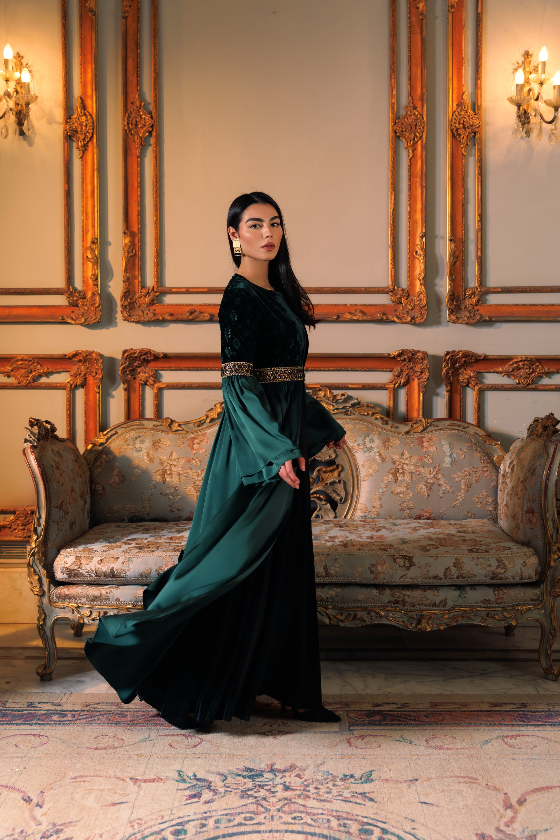 Adyra Kaftan | Dark Green Black Swan Fashion