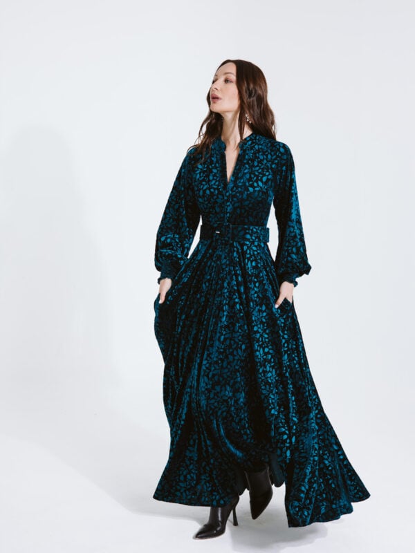 Clara Velvet Dress | Turquoise