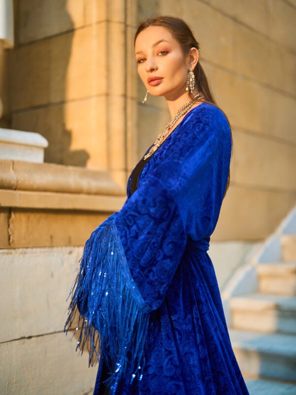 Balqees Paisley Kaftan | Royal blue