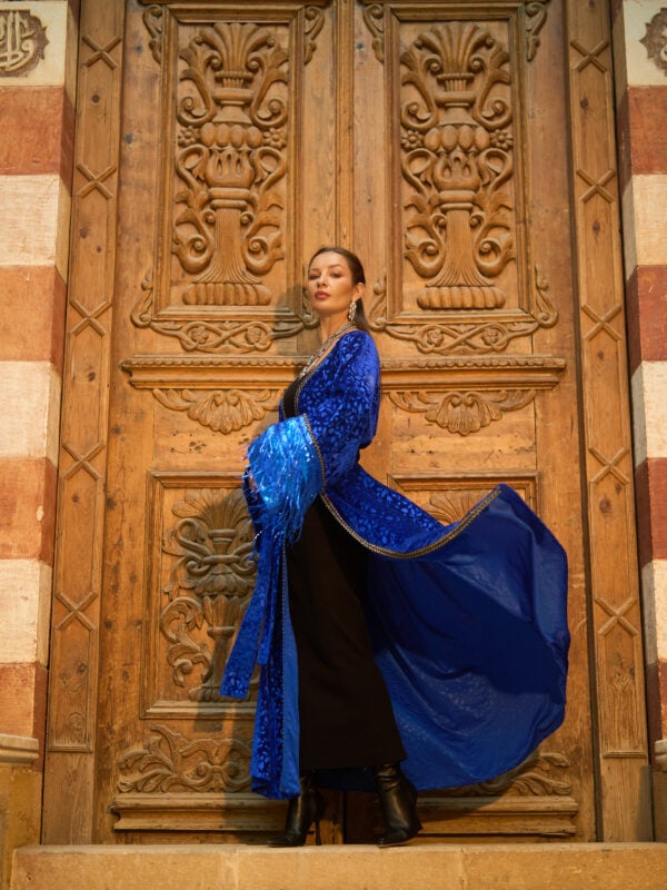 Balqees Leaves Kaftan | Royal blue