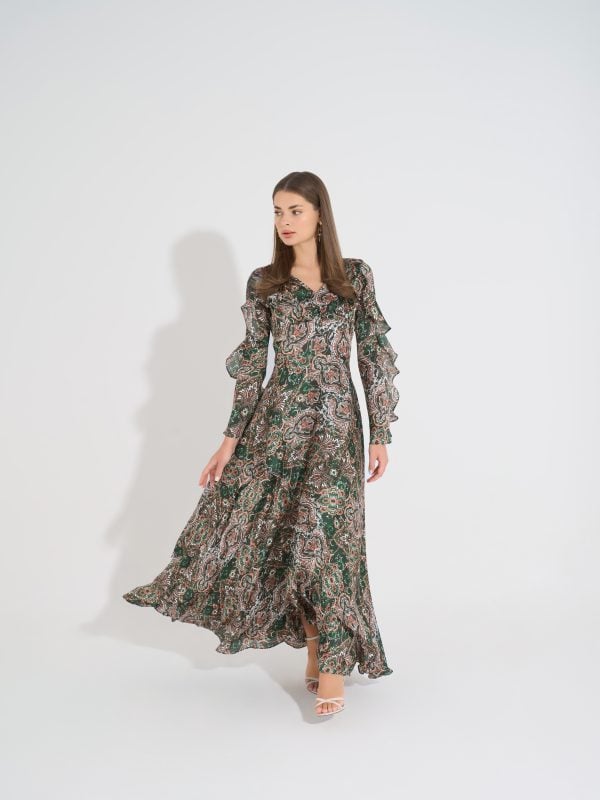 Aishwarya Dress | Green X Beige