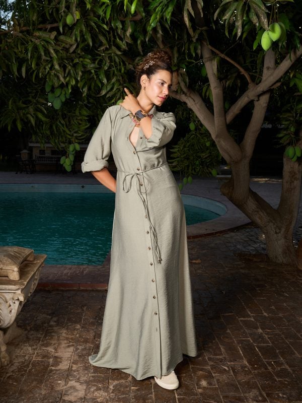 Gabby Shirt Dress | Light Olive
