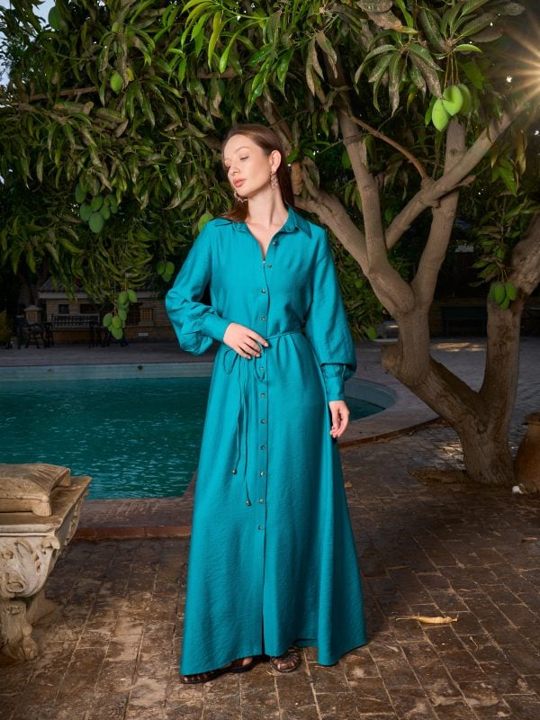 Gabby Shirt Dress | Turquoise